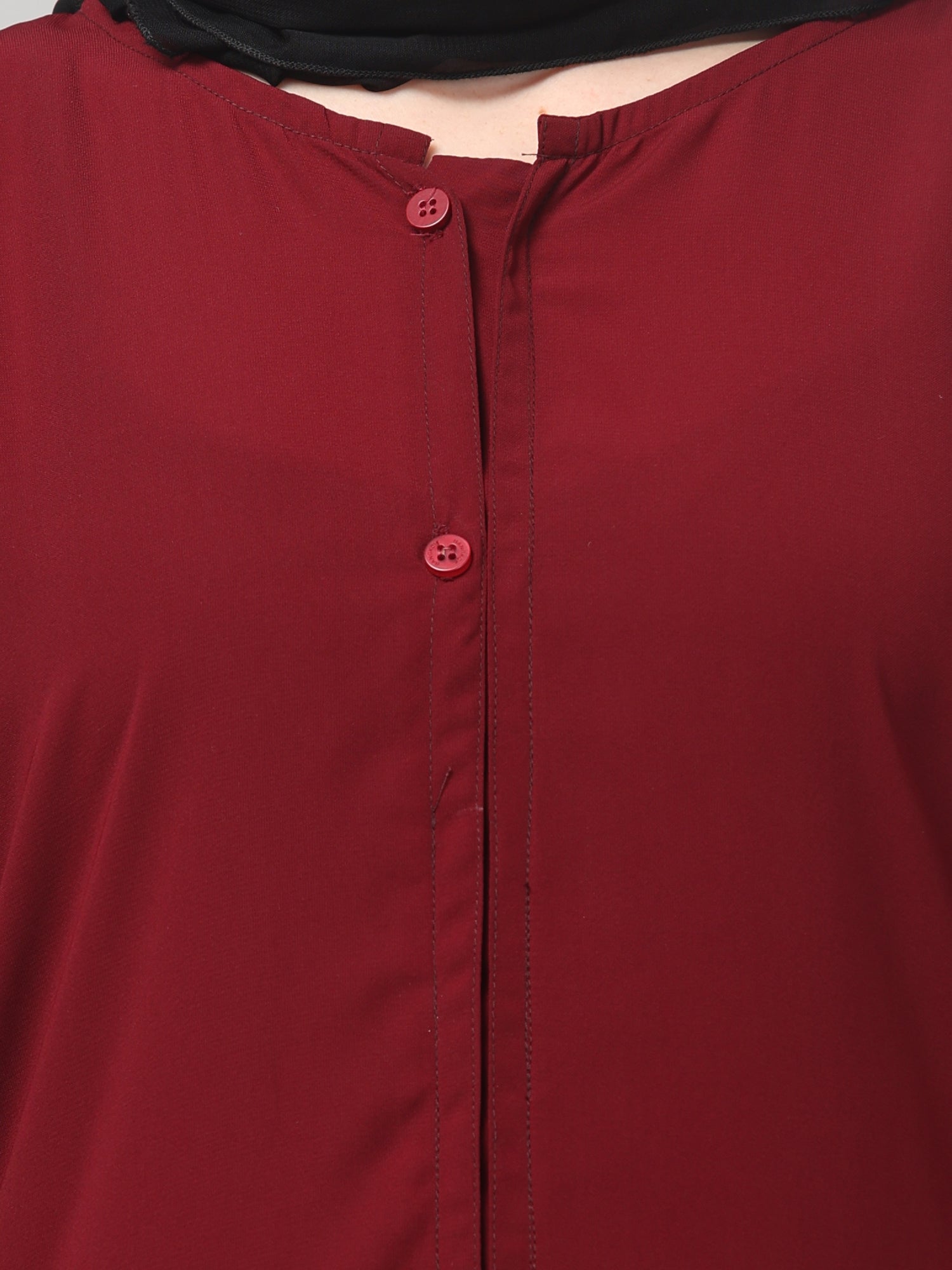 Elegant Maroon Abaya with Embroidered Bell Sleeves