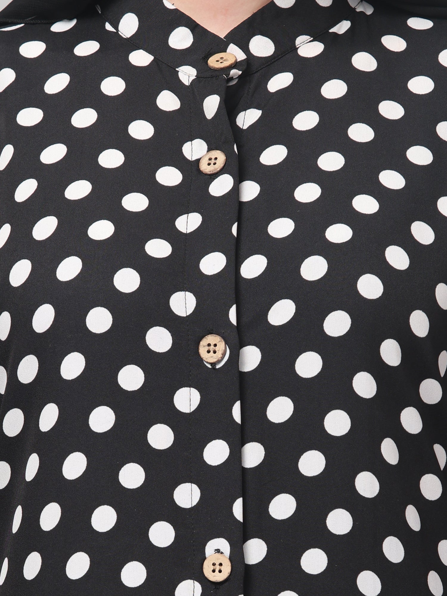 Front Open Black Polka Dot Abaya Burqa with Hijab