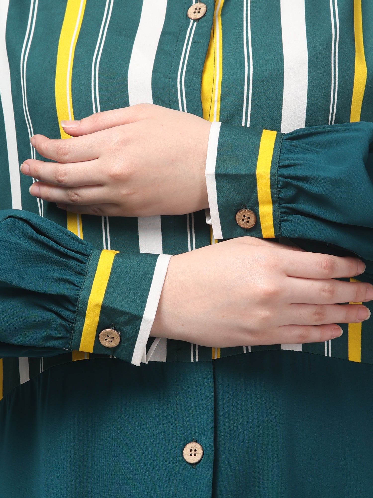 Front Open Bottle Green Yog Abaya Burqa with Hijab