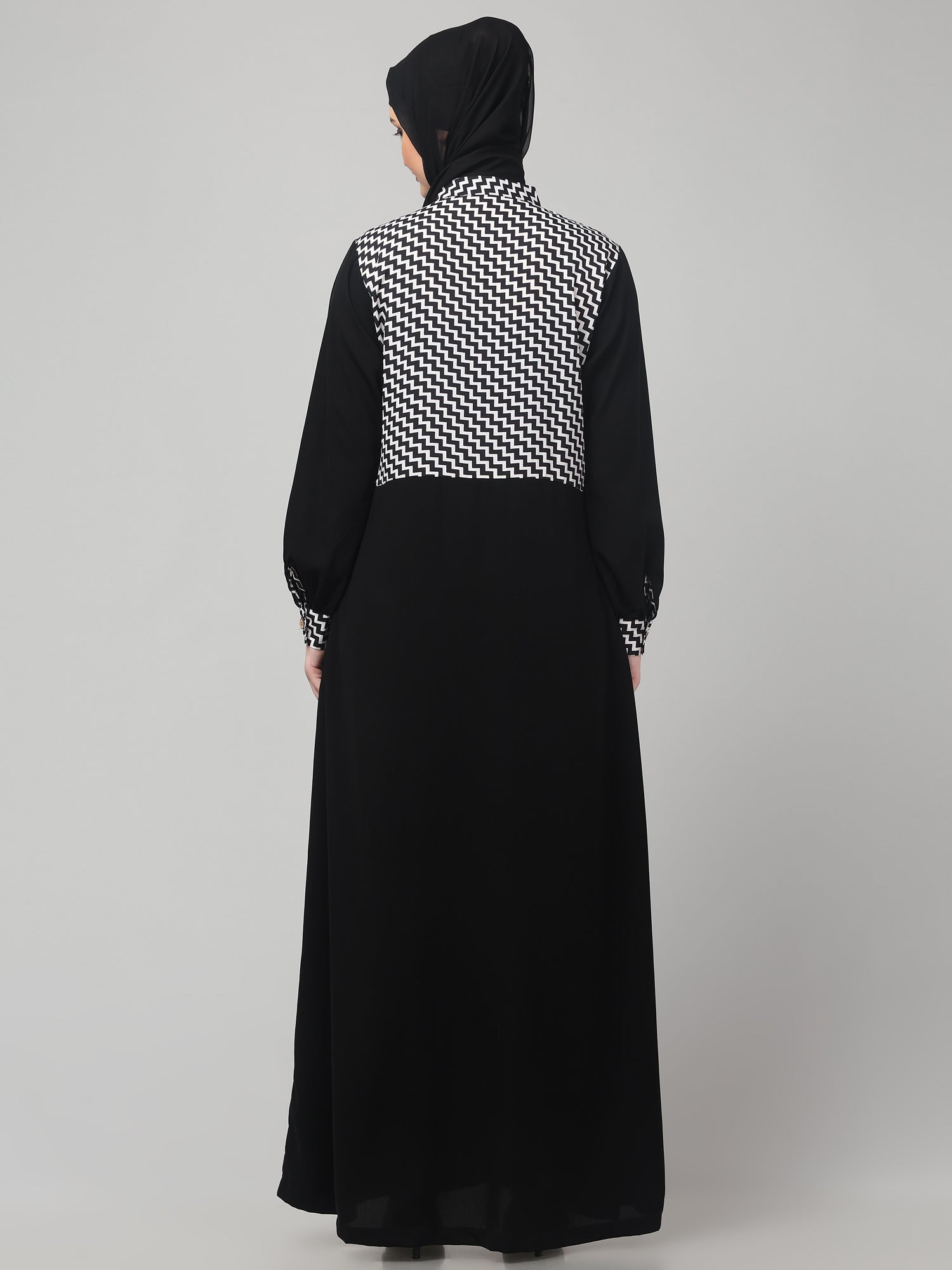 Front Open Black Yog Abaya Burqa with Hijab