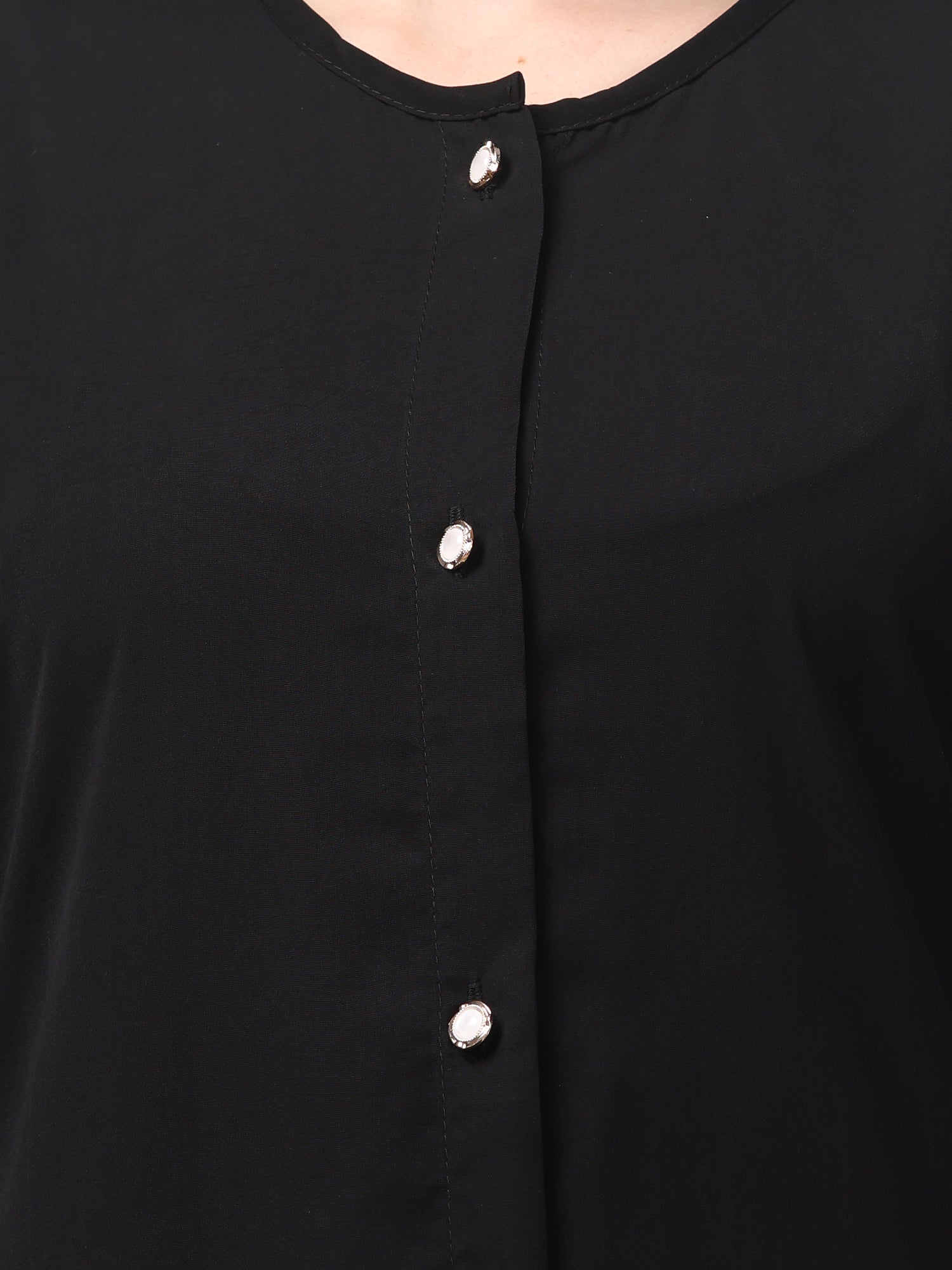 Front Open Black Embroidered Nida Matte Abaya