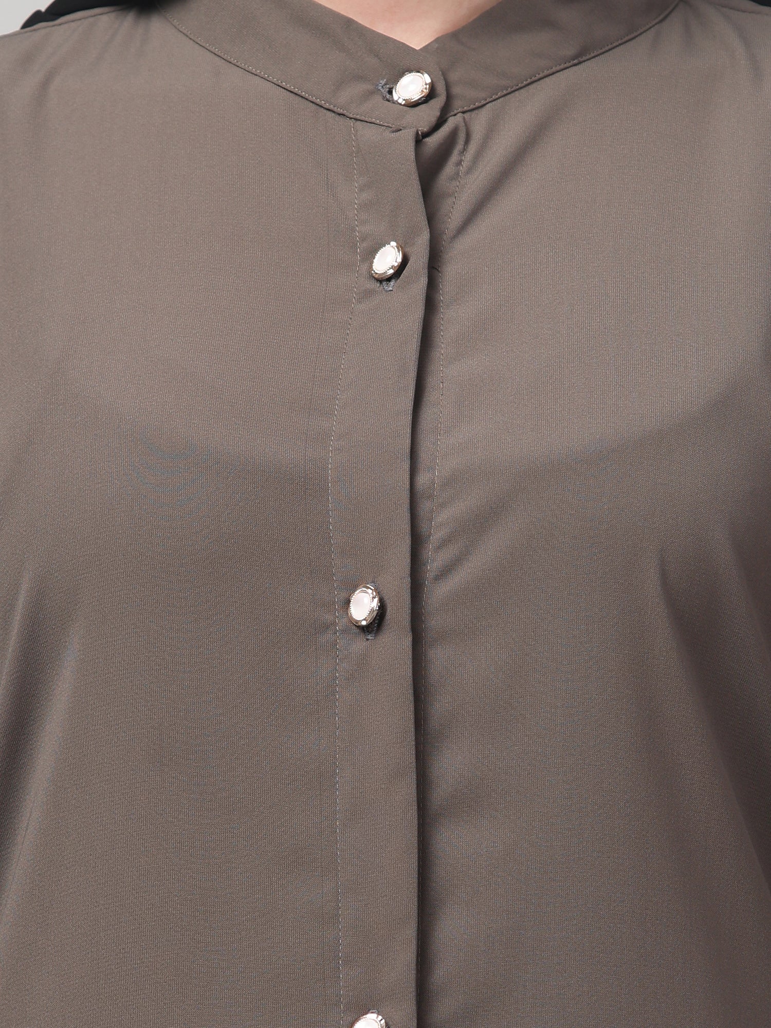 Grey Front-Open Abaya Burqa with Button Detailing