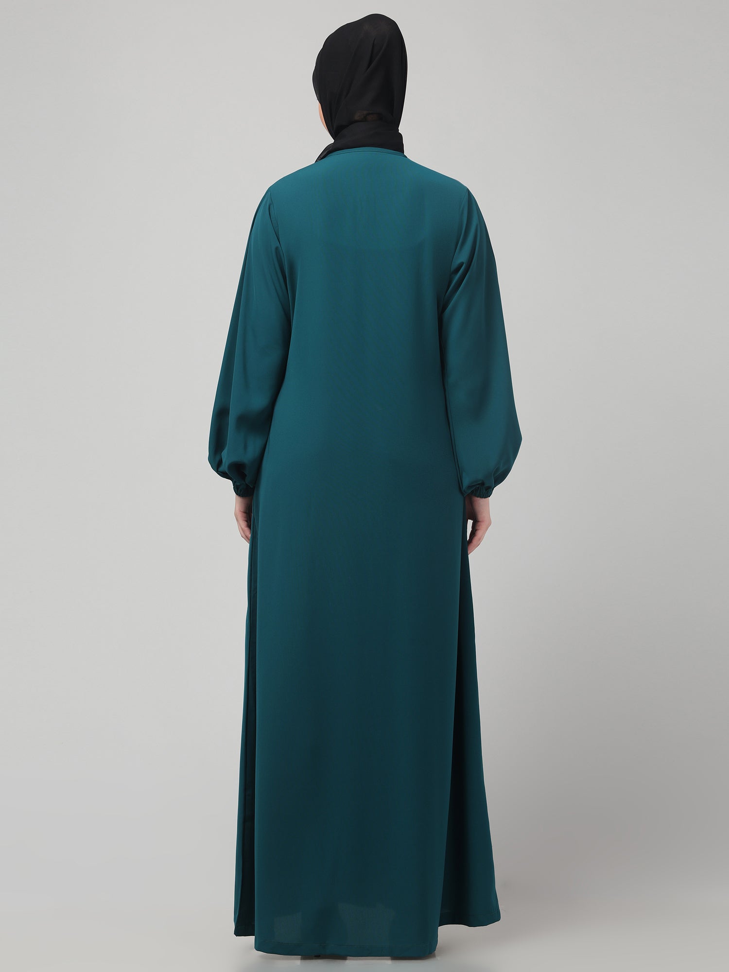 Teal Front-Open Abaya Burqa with Button Detailing