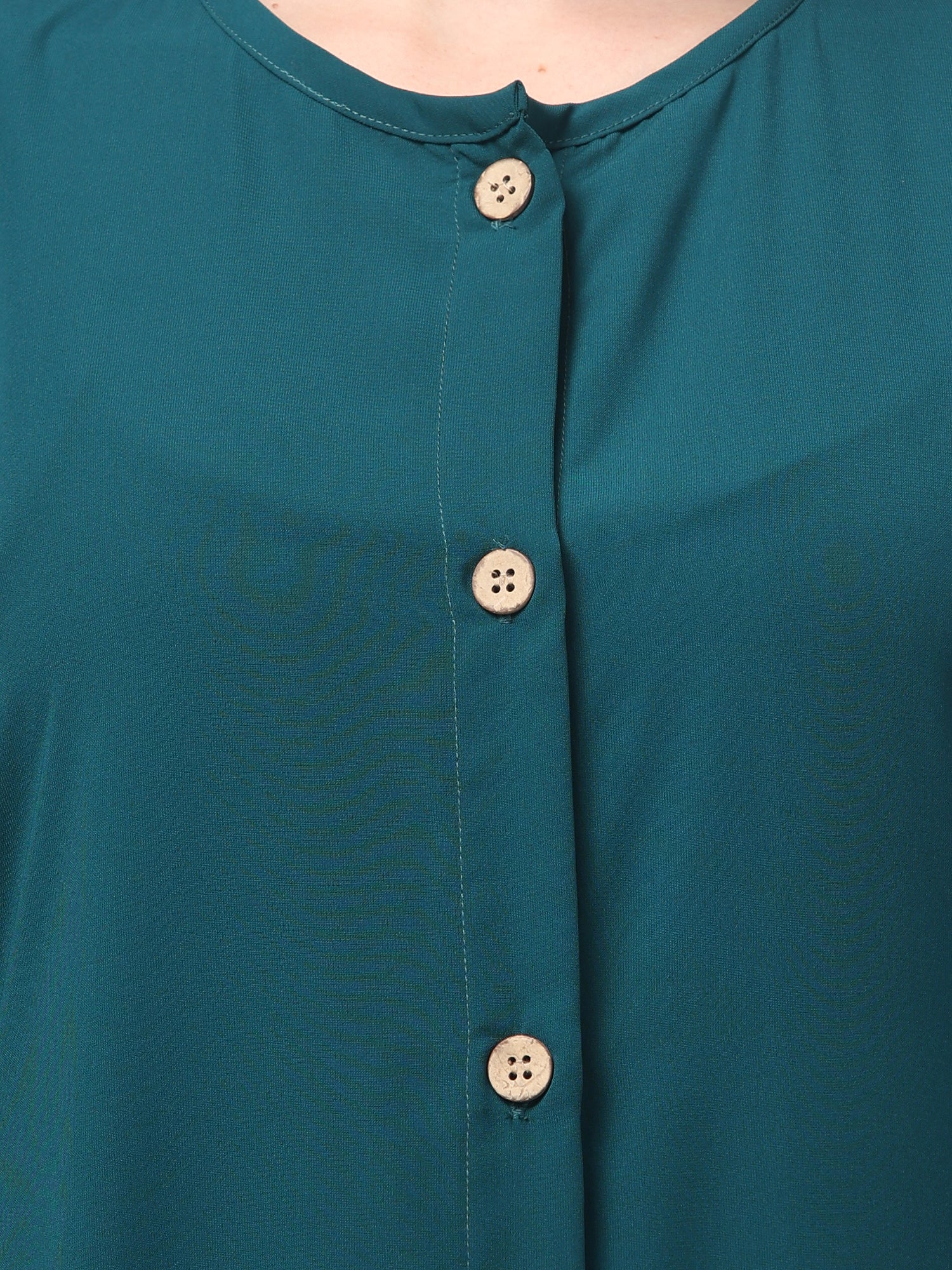 Bottle Green Front-Open Abaya Burqa with Button Detailing