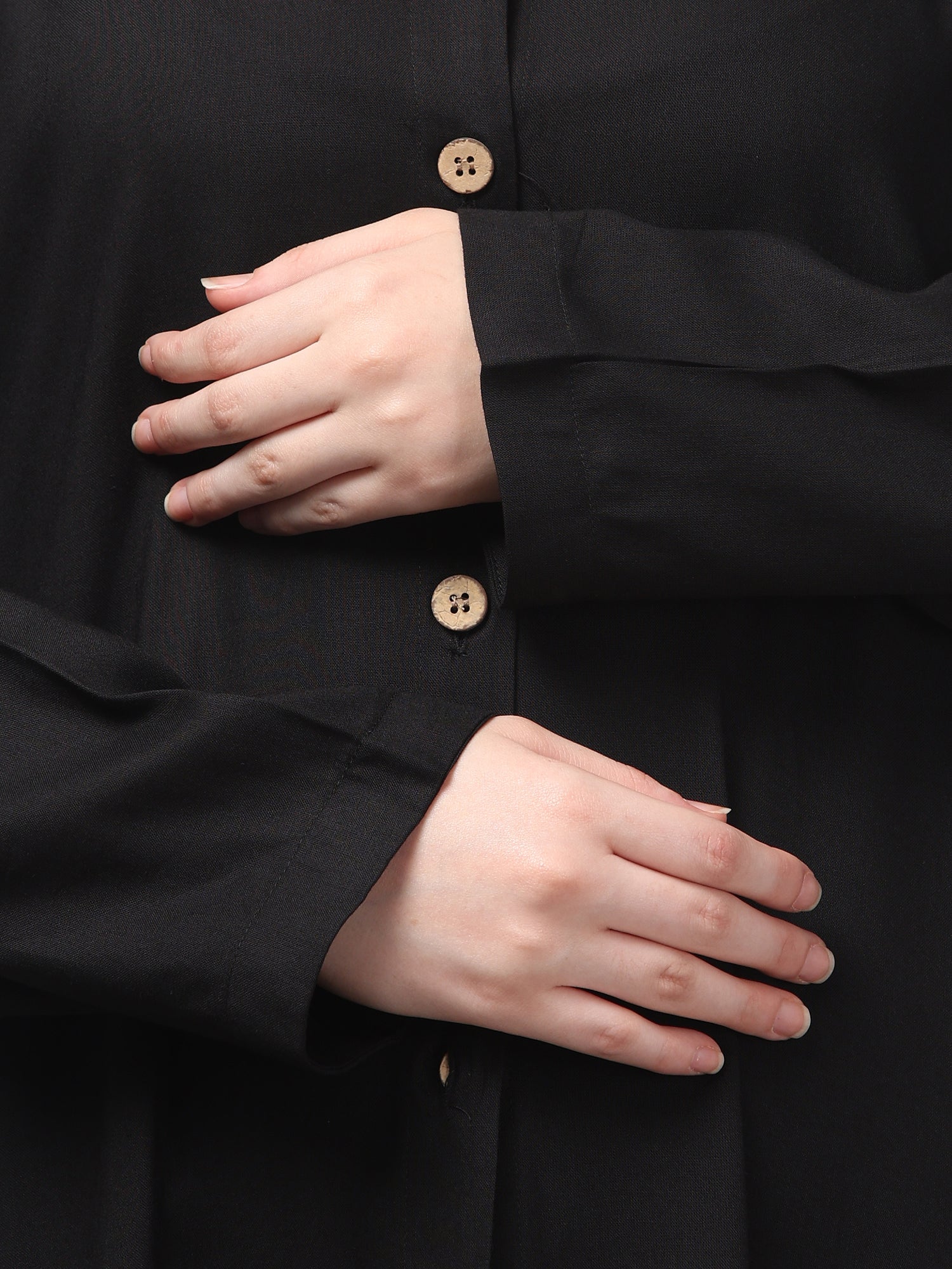 Black Front-Open Women Abaya Burqa