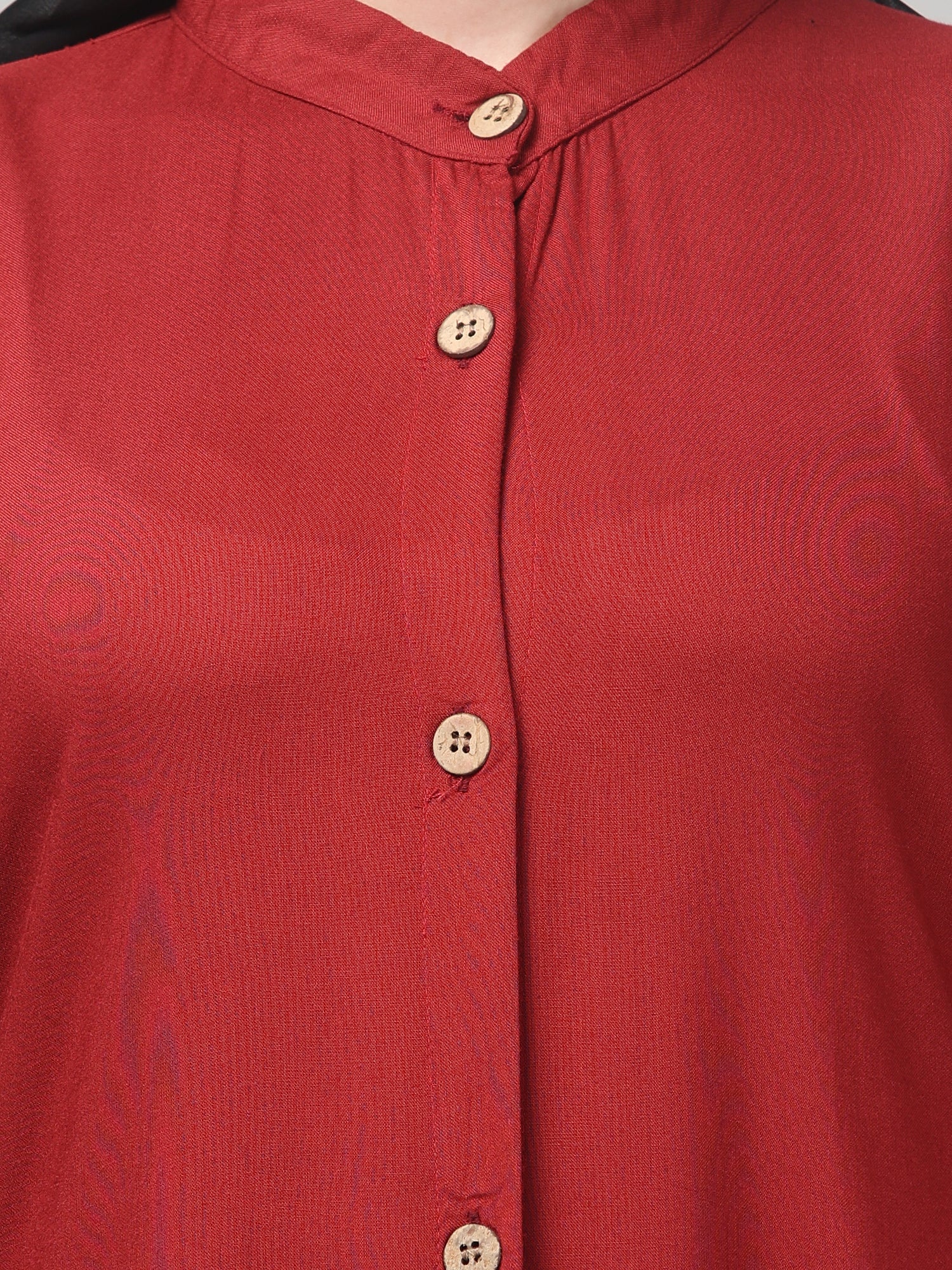 Maroon Front-Open Women Abaya Burqa