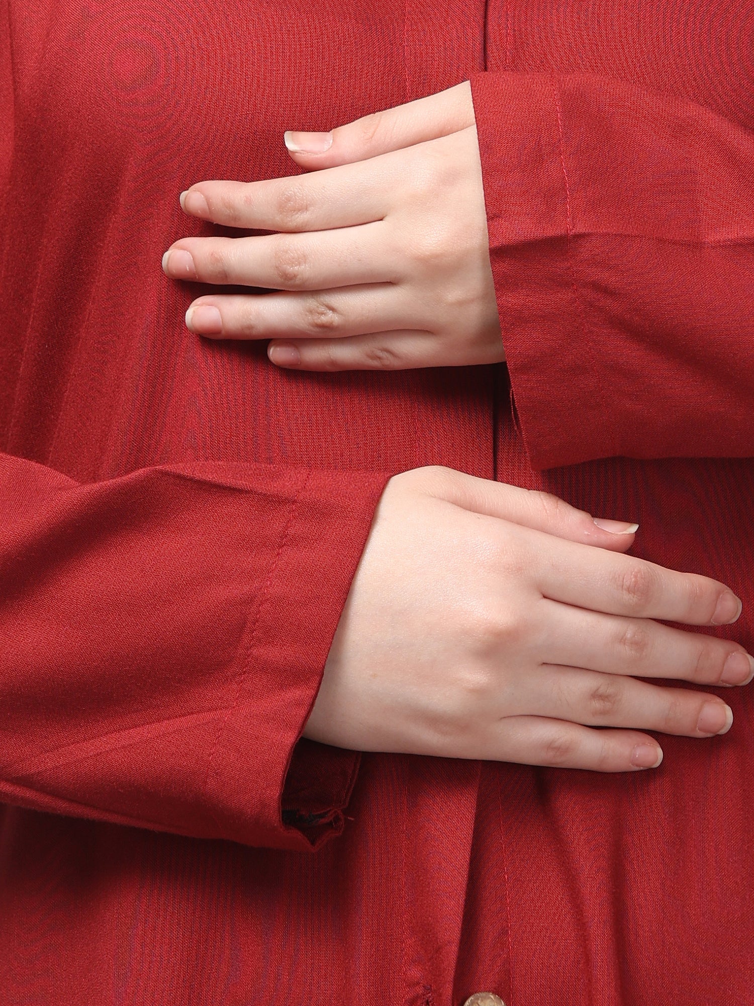 Maroon Front-Open Women Abaya Burqa