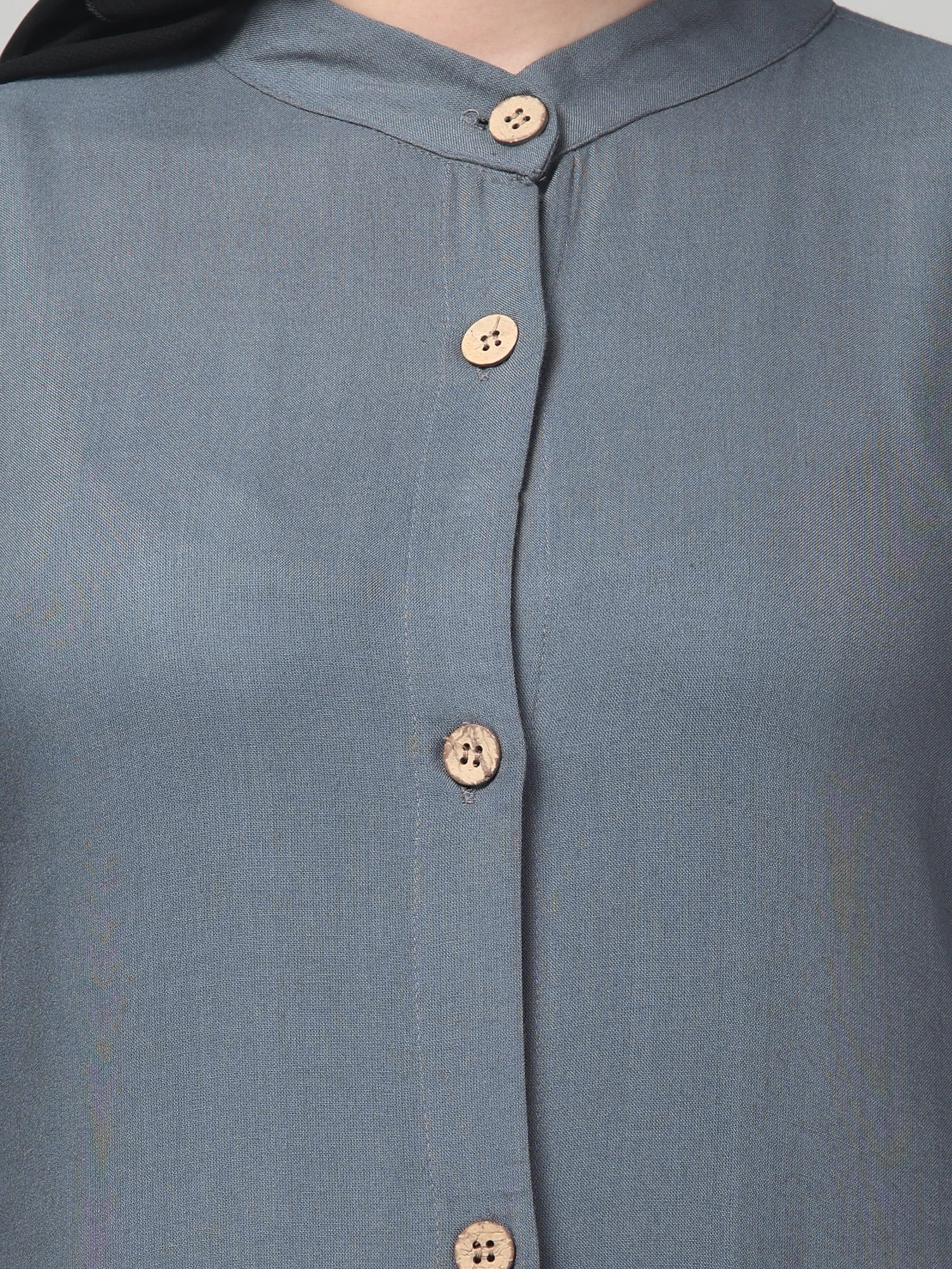 Front-Open Grey Rayon Women Abaya Burqa