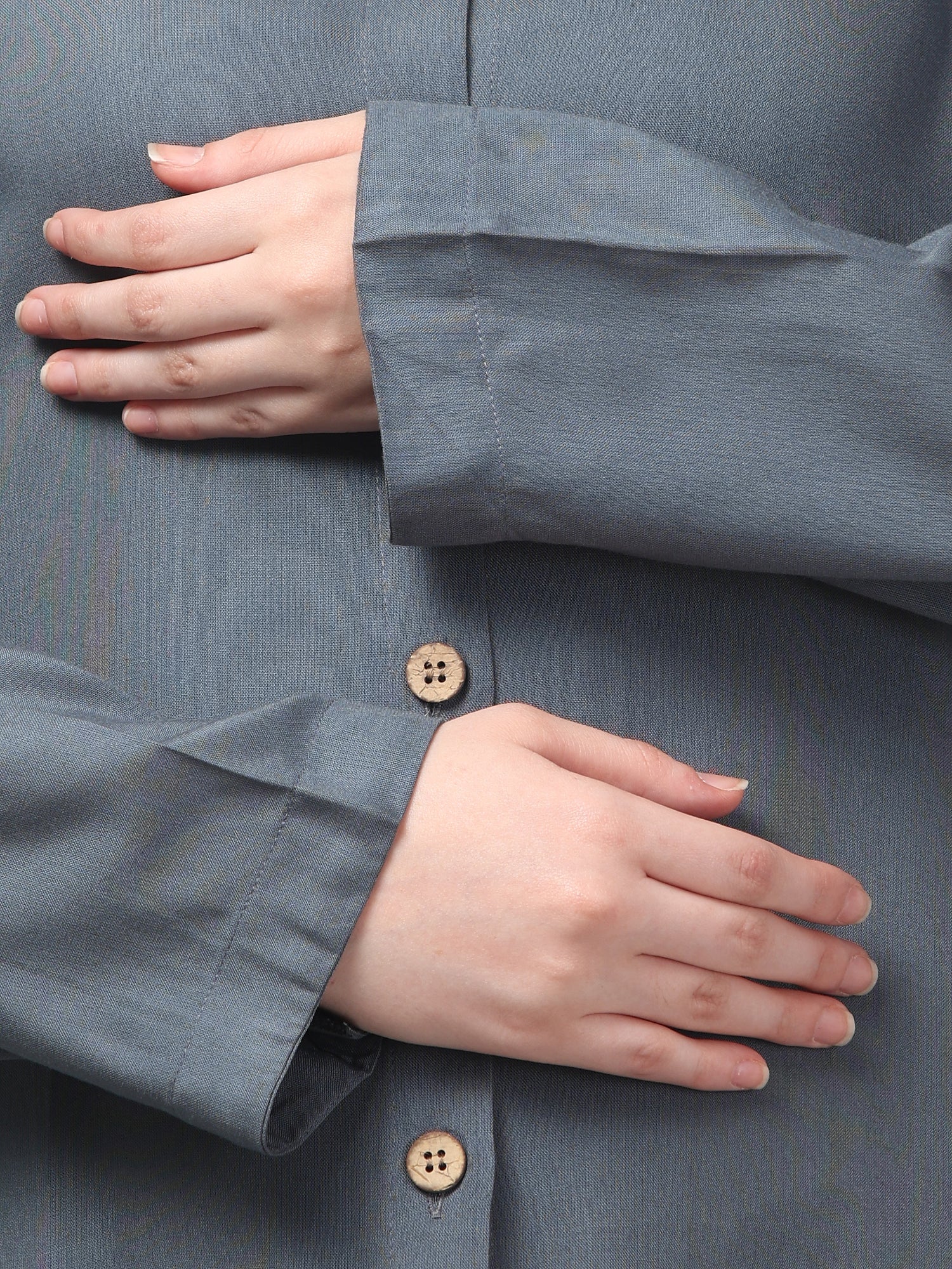 Front-Open Grey Rayon Women Abaya Burqa