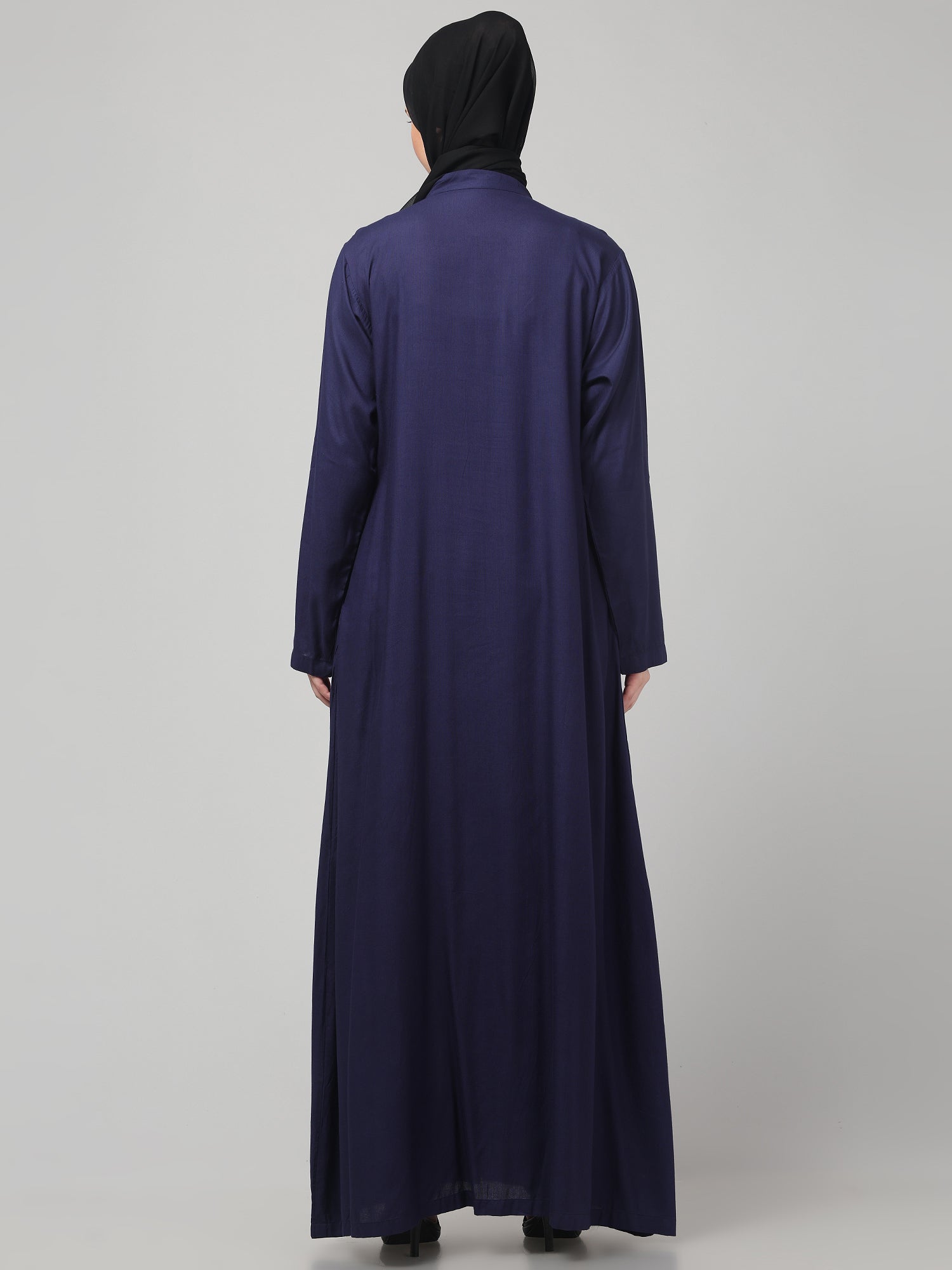 Blue Front-Open Rayon Women Abaya Burqa