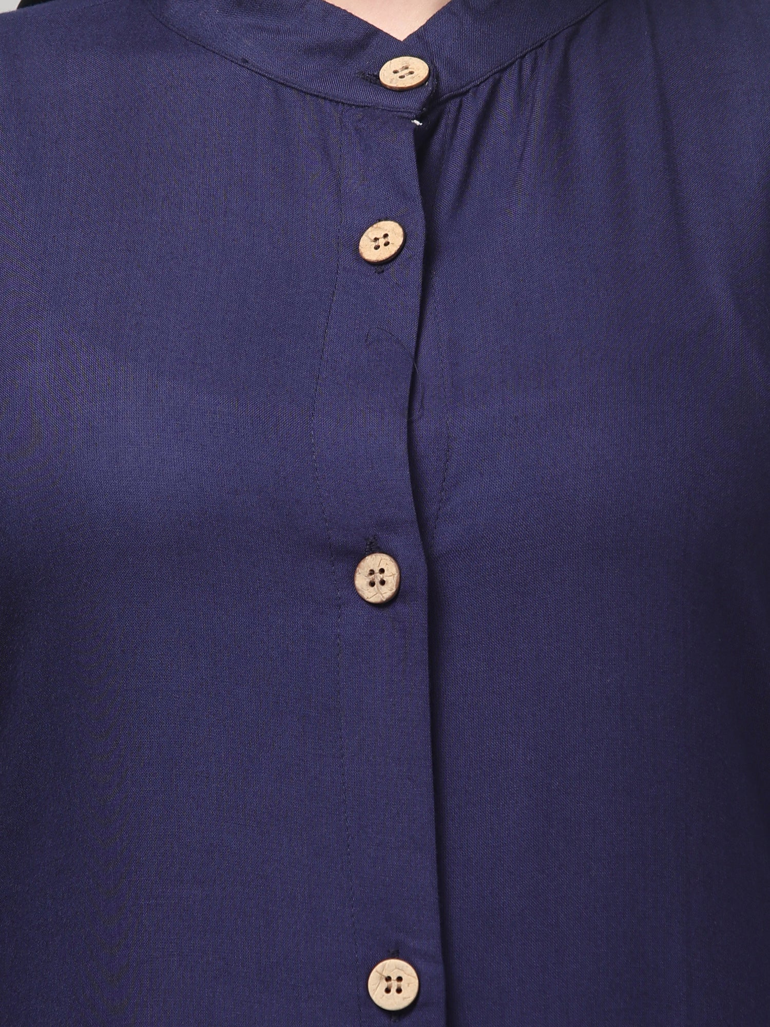 Blue Front-Open Rayon Women Abaya Burqa