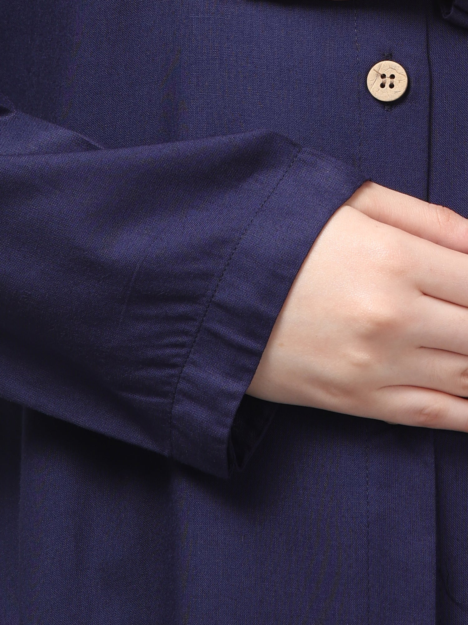 Blue Front-Open Rayon Women Abaya Burqa