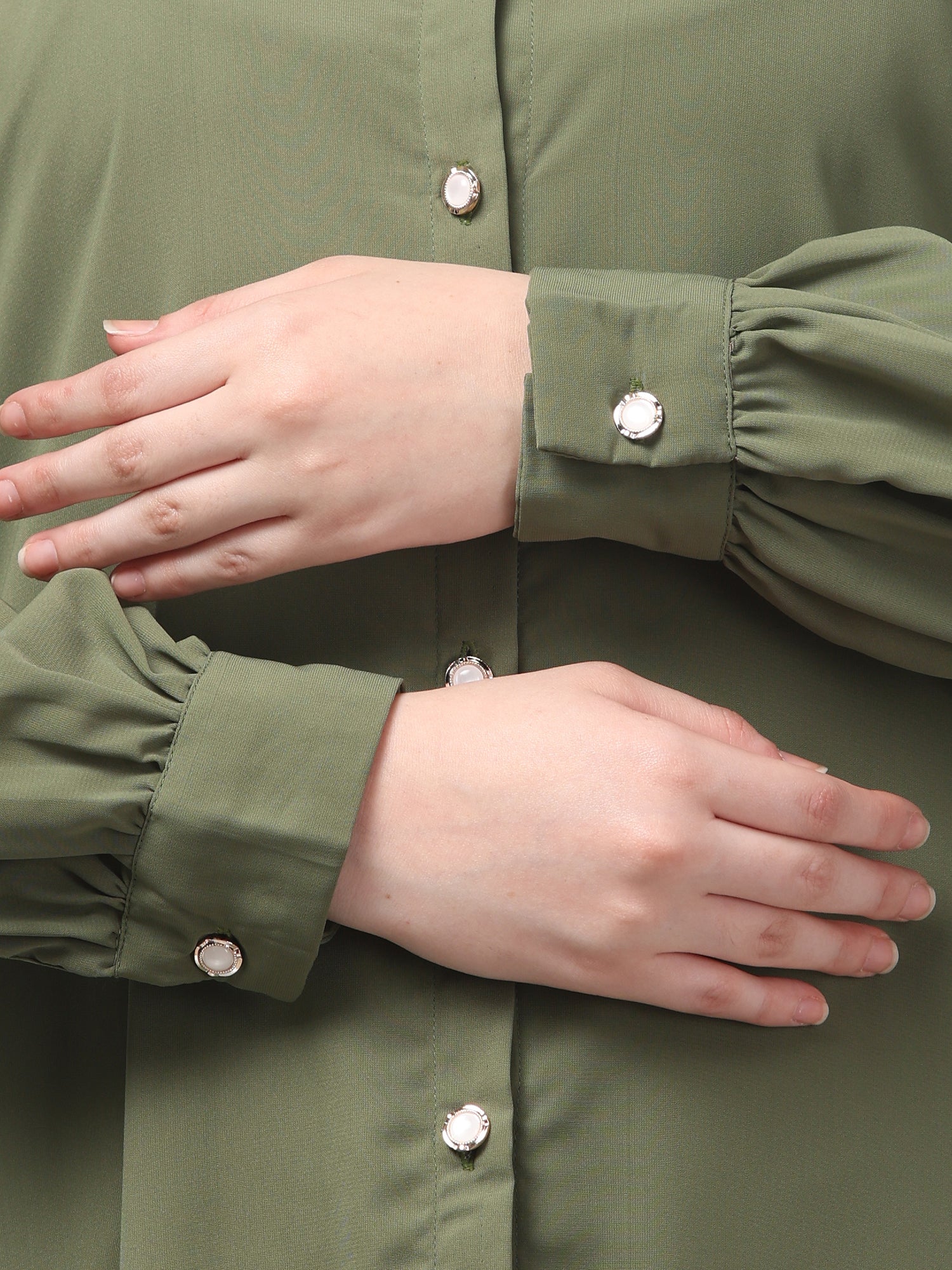 Front-Open Olive Grey Abaya Burqa with Button Detailing