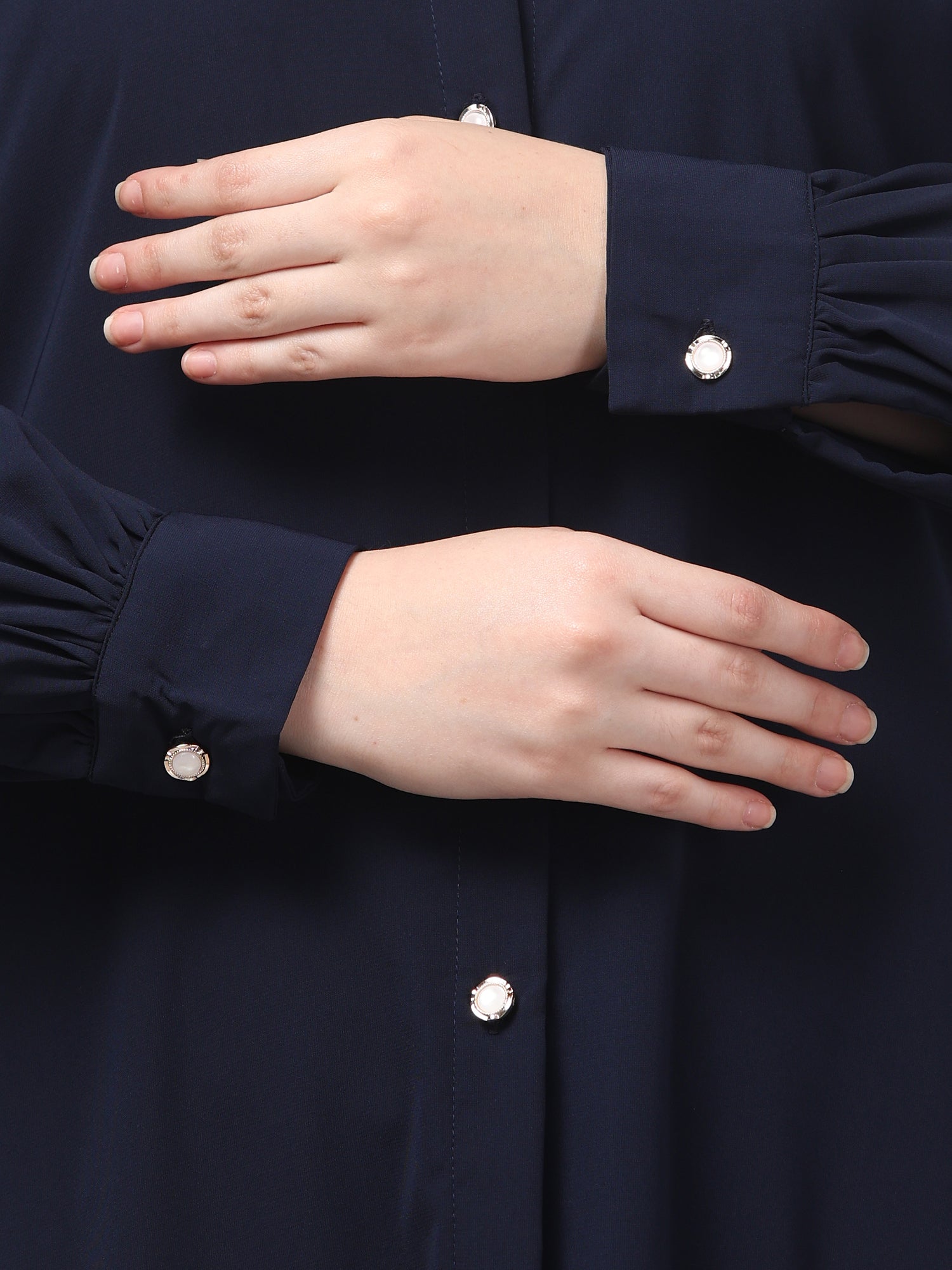 Blue Front Open Abaya Burqa with Button Detailing