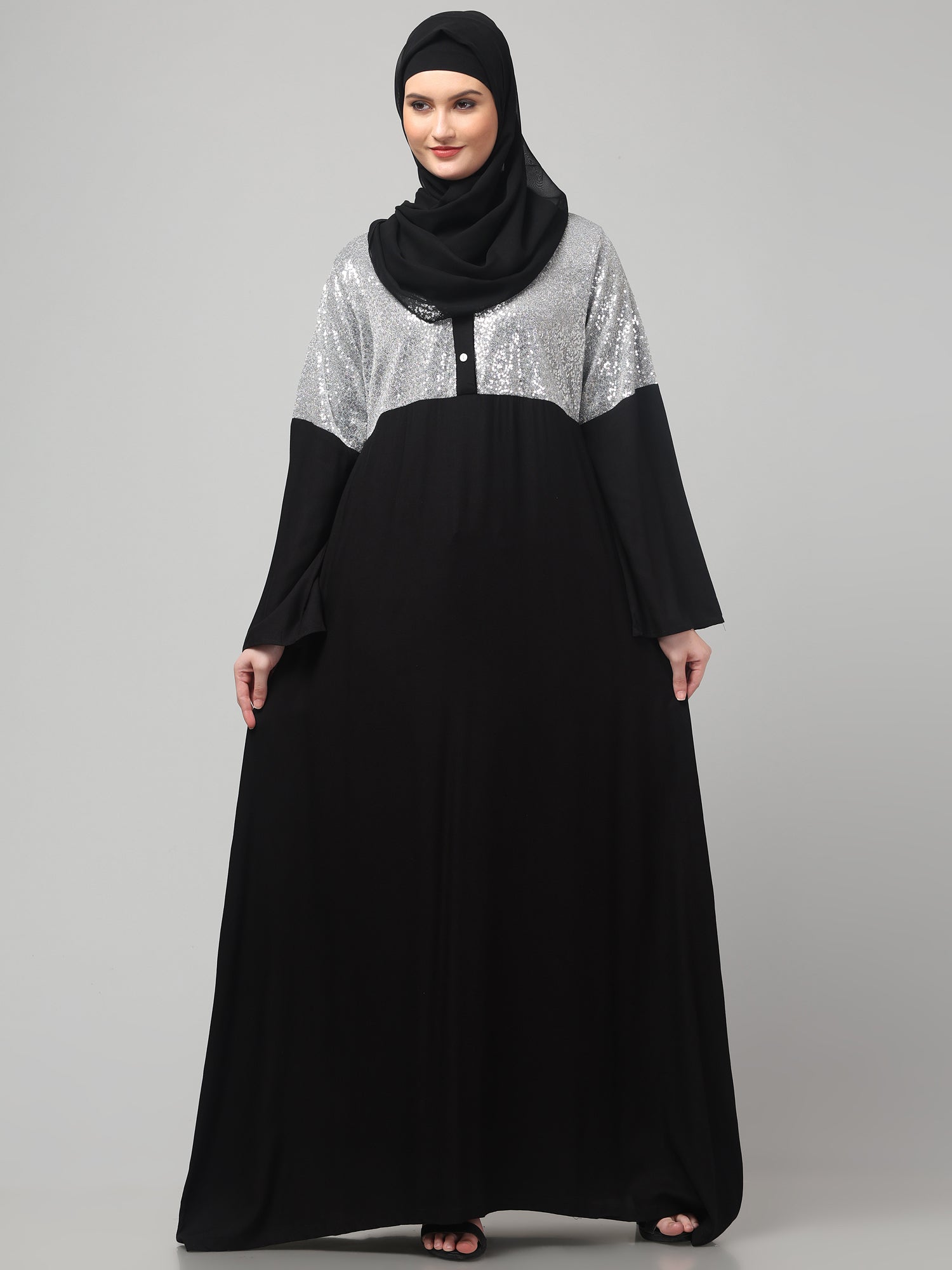 Black Sequin Yog Abaya Burqa for Women & Girls