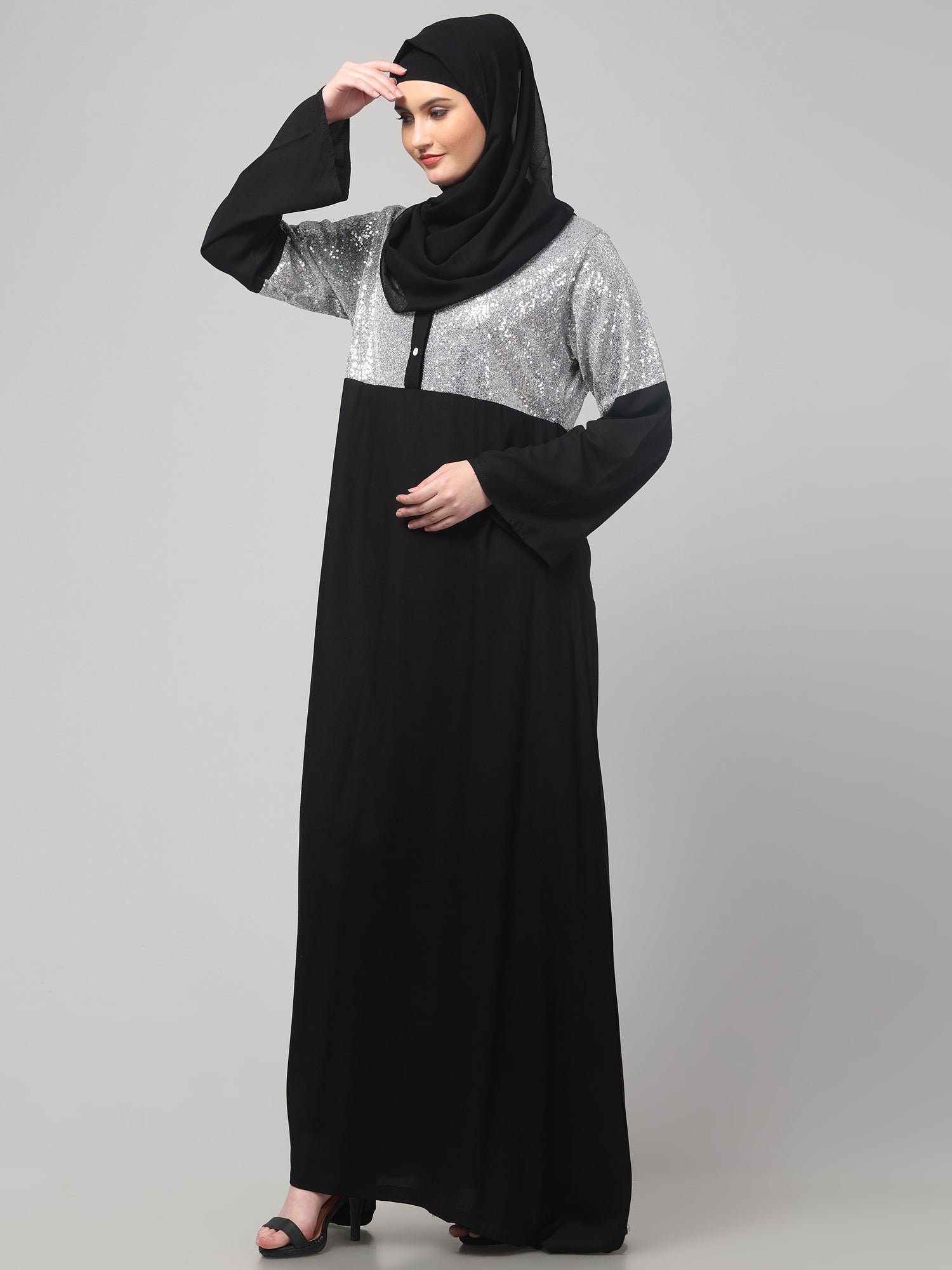 Black Sequin Yog Abaya Burqa for Women & Girls