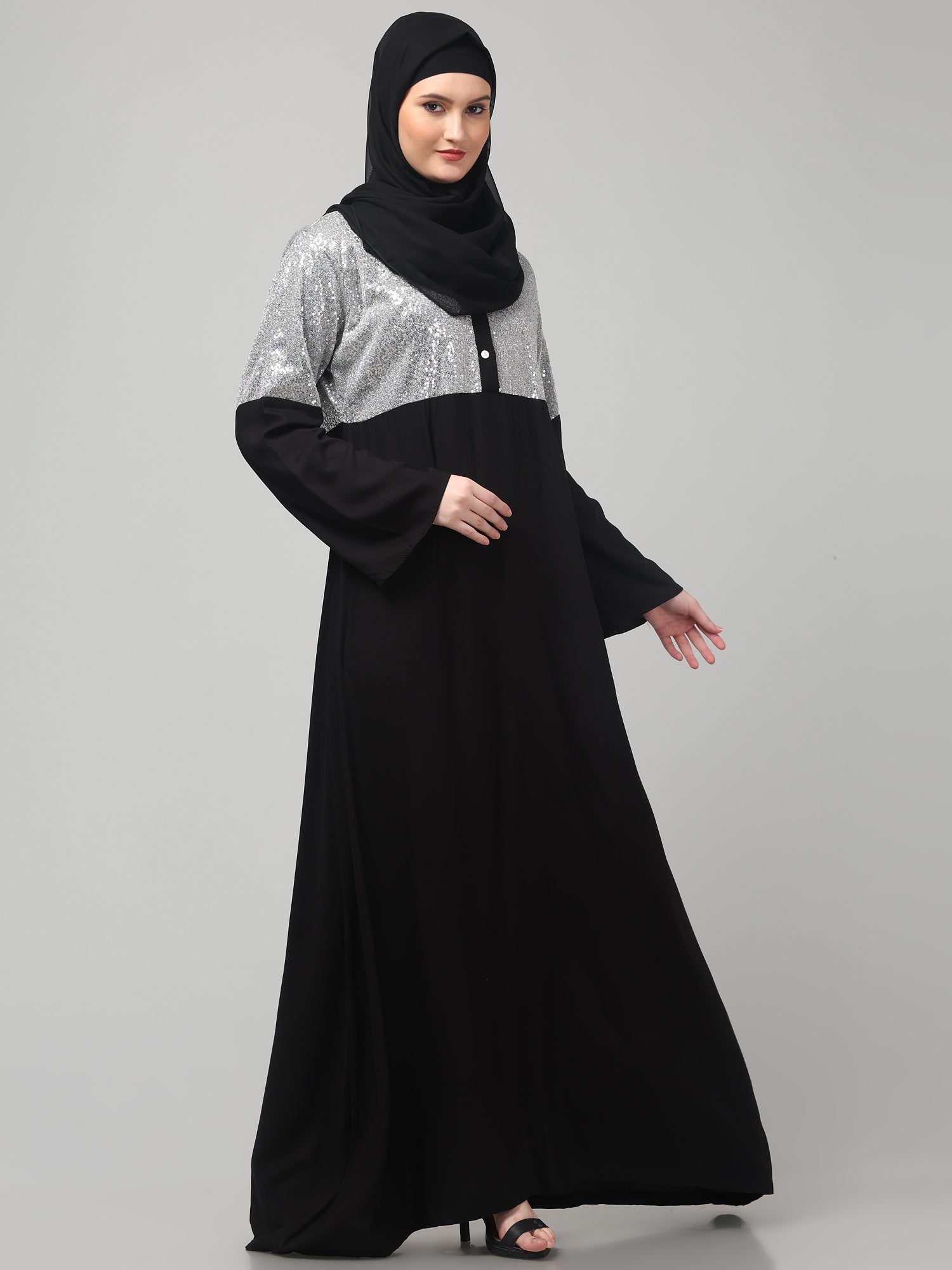 Black Sequin Yog Abaya Burqa for Women & Girls