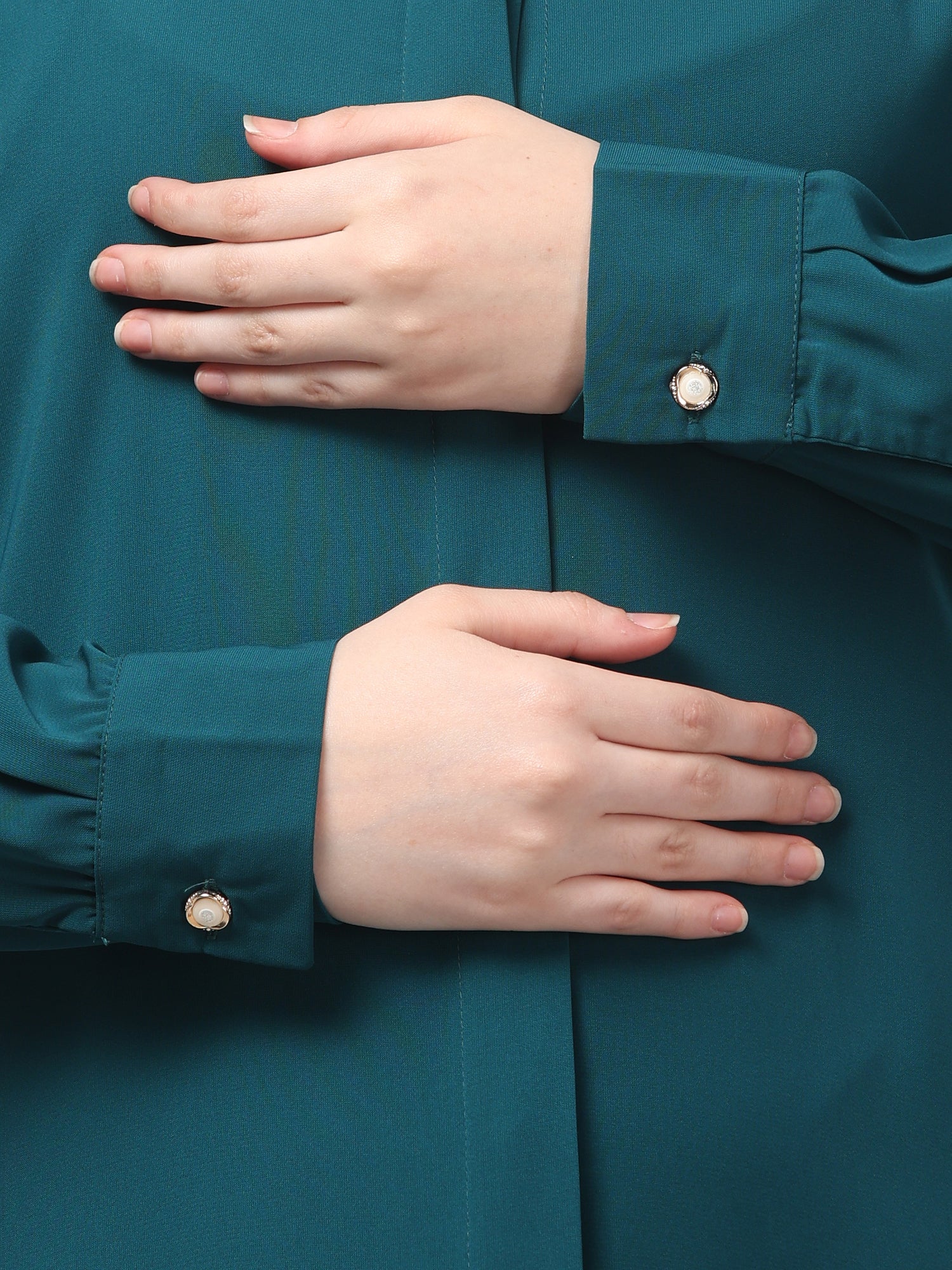 Front Open Bottle Green Nida Matte Abaya for Women