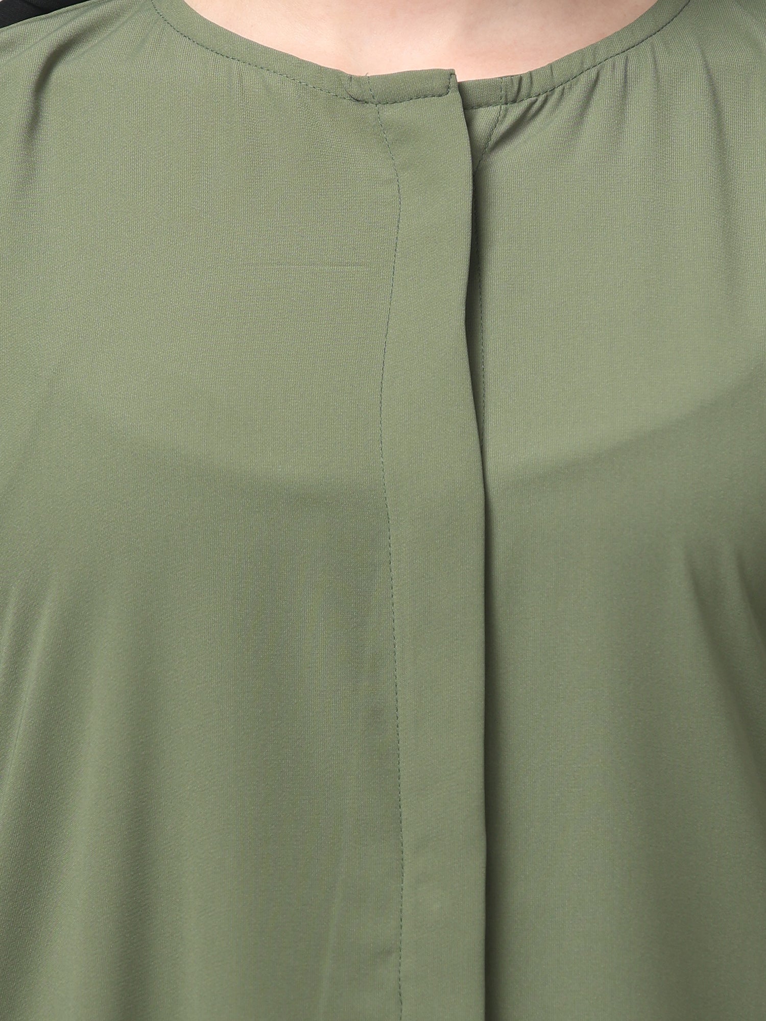 Front Open Jade Green Nida Matte Solid Abaya