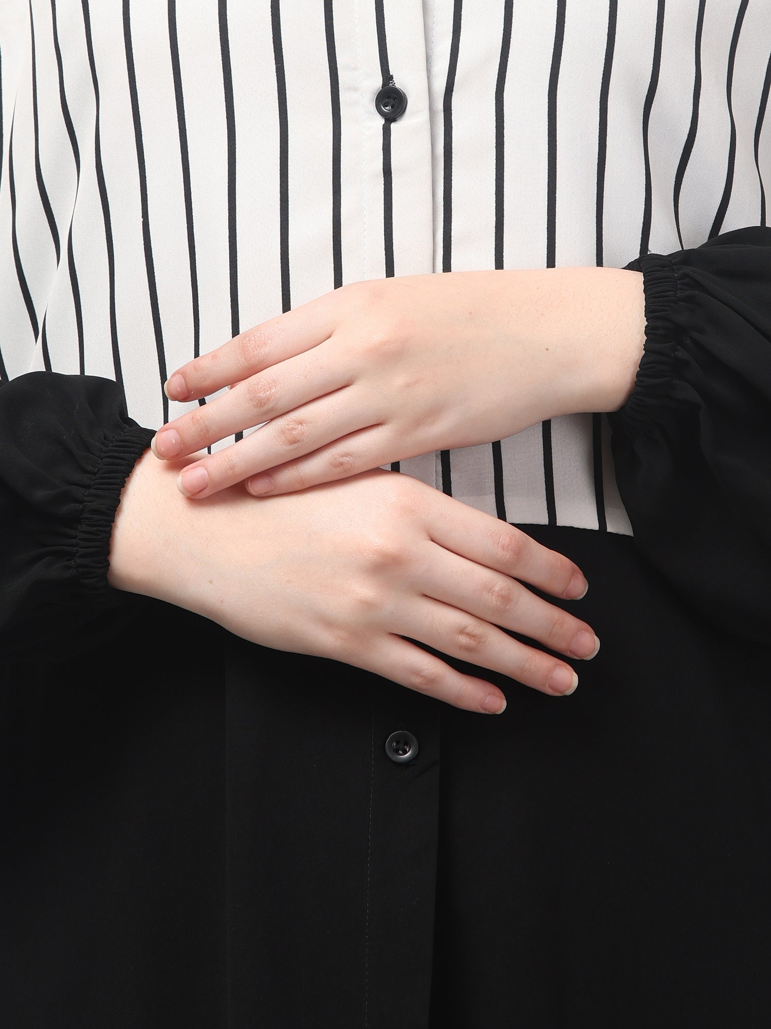 Front Open Black and White Yog Abaya Burqa with Hijab