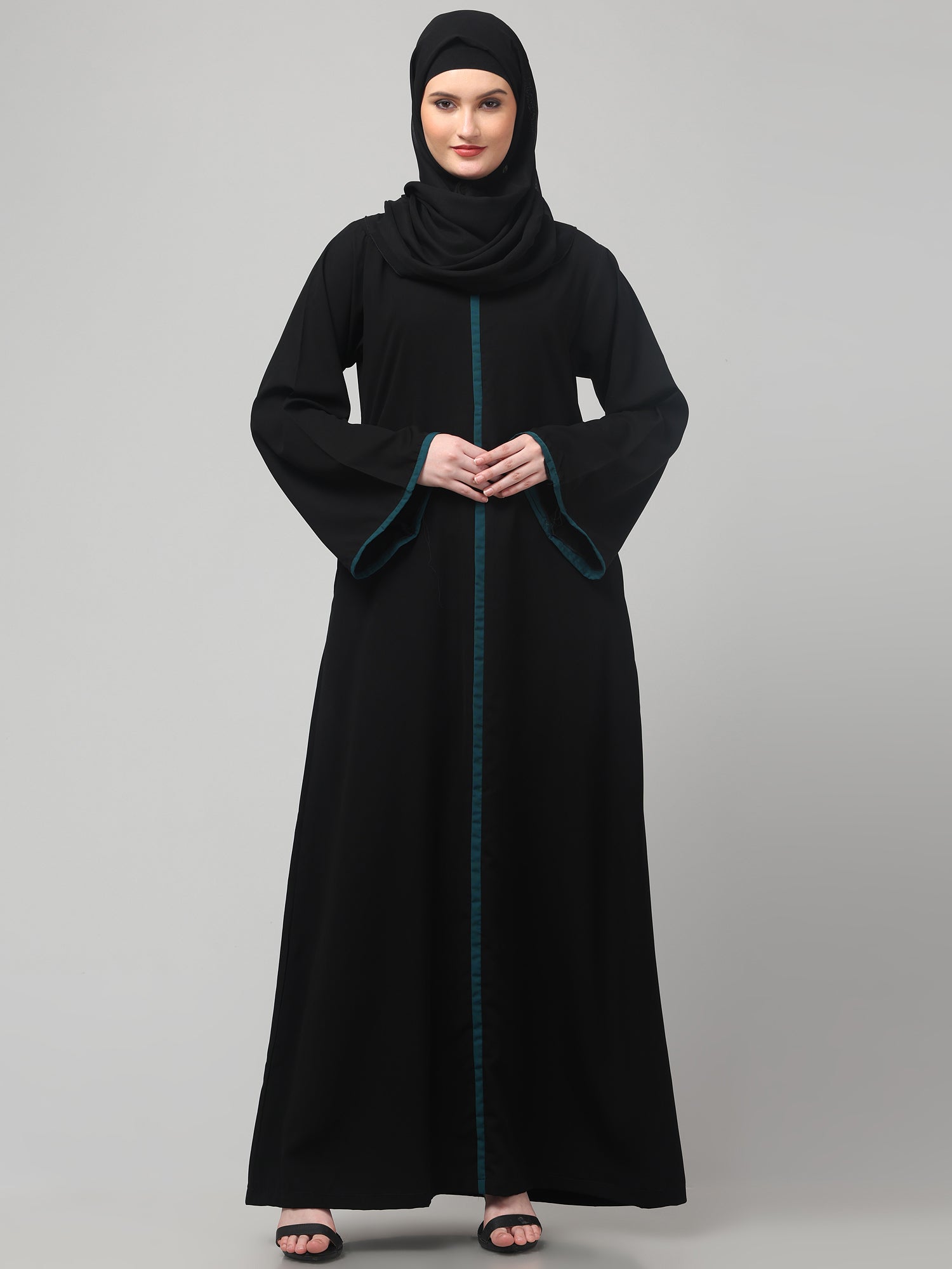 Black Abaya Burqa with Contrast Piping