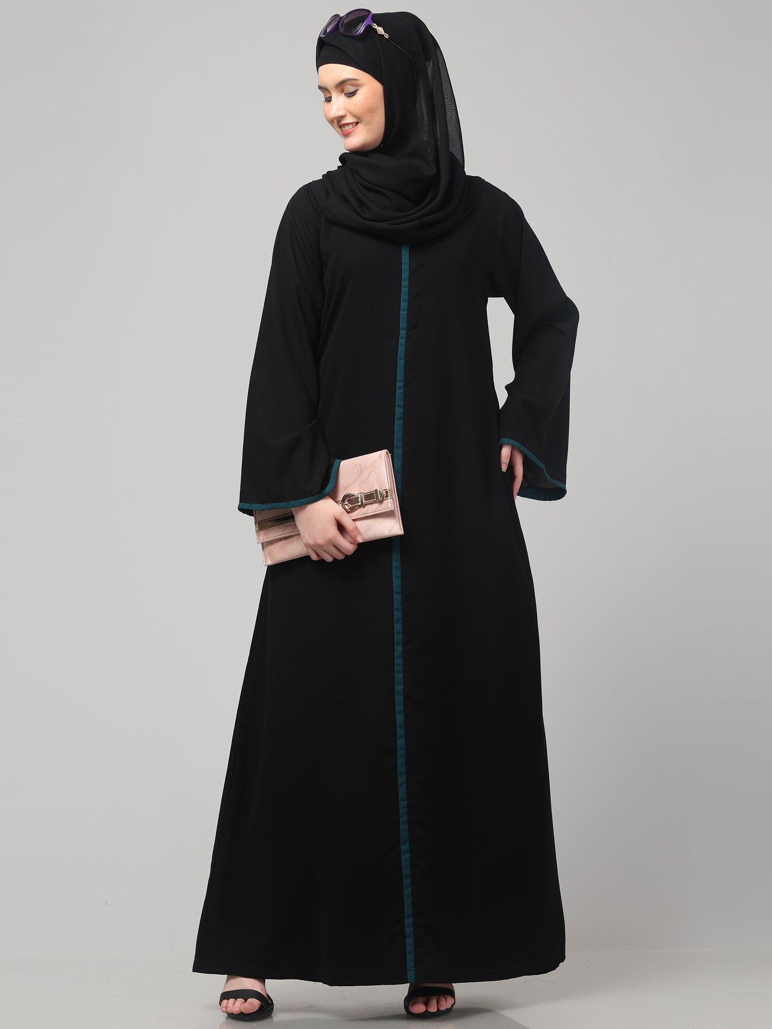 Black Abaya Burqa with Contrast Piping