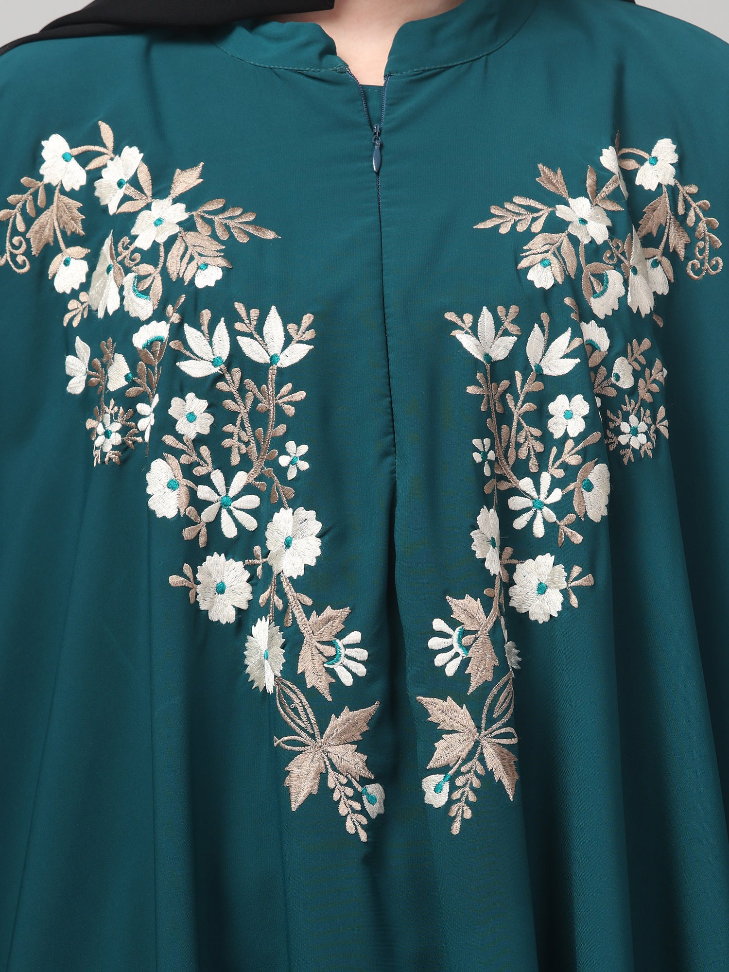 Bottle Green Embroidered Free Size Irani Kaftan Abaya for Women & Girls