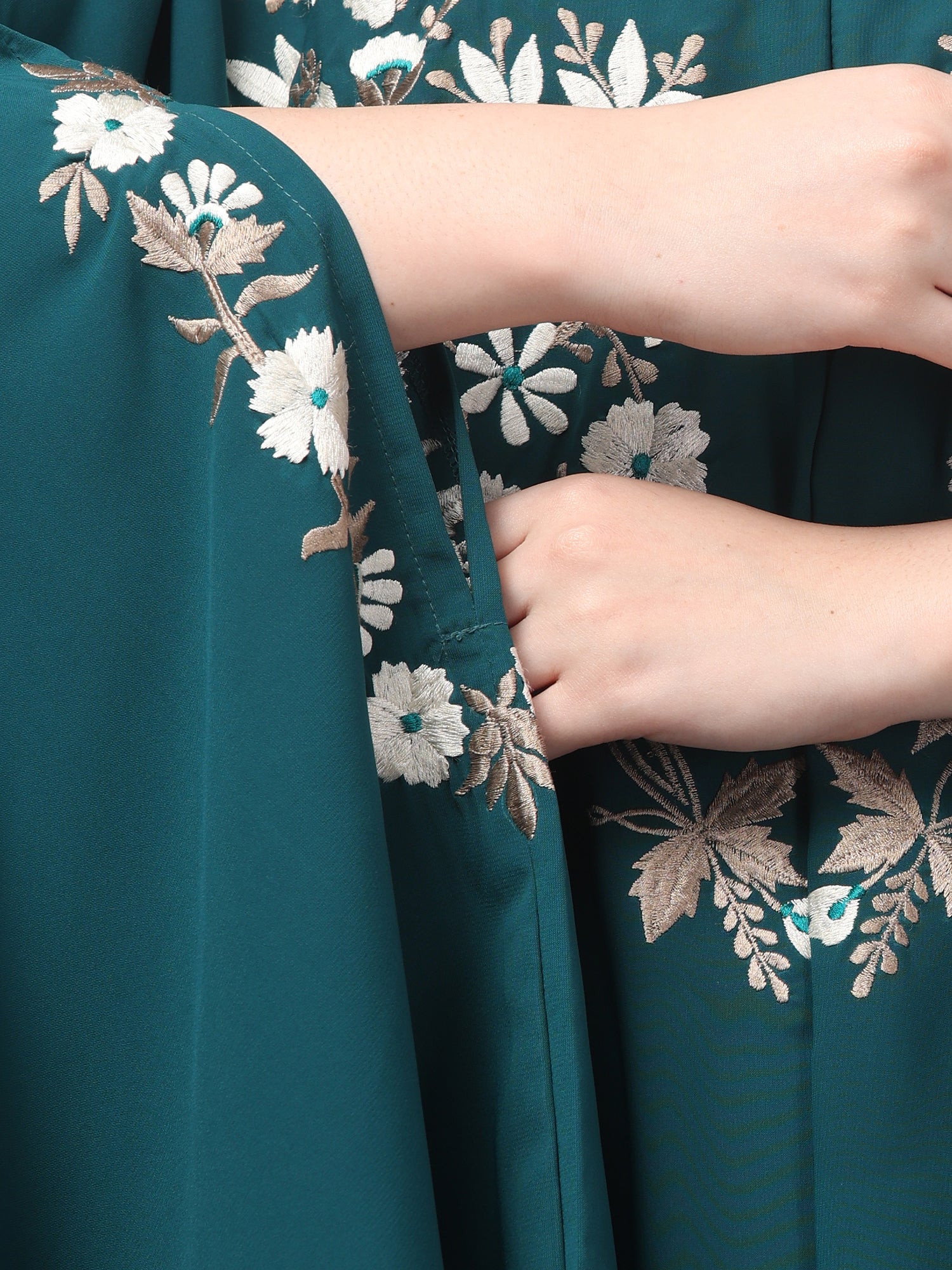 Bottle Green Embroidered Free Size Irani Kaftan Abaya for Women & Girls