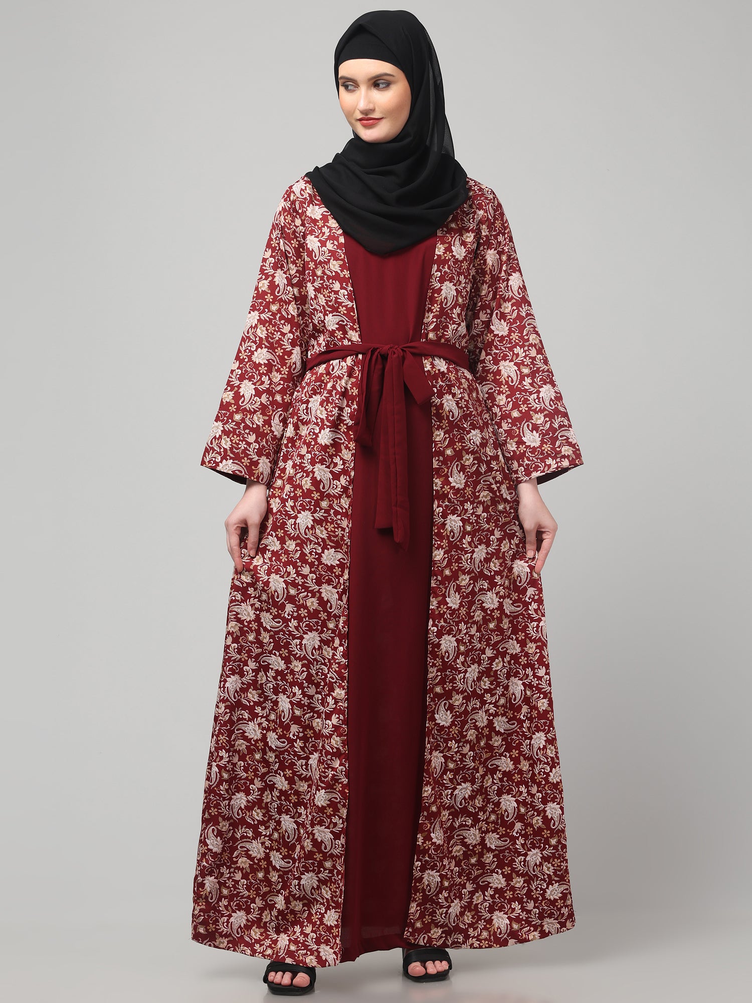 2-Piece Maroon Shrug Set for Women & Girls