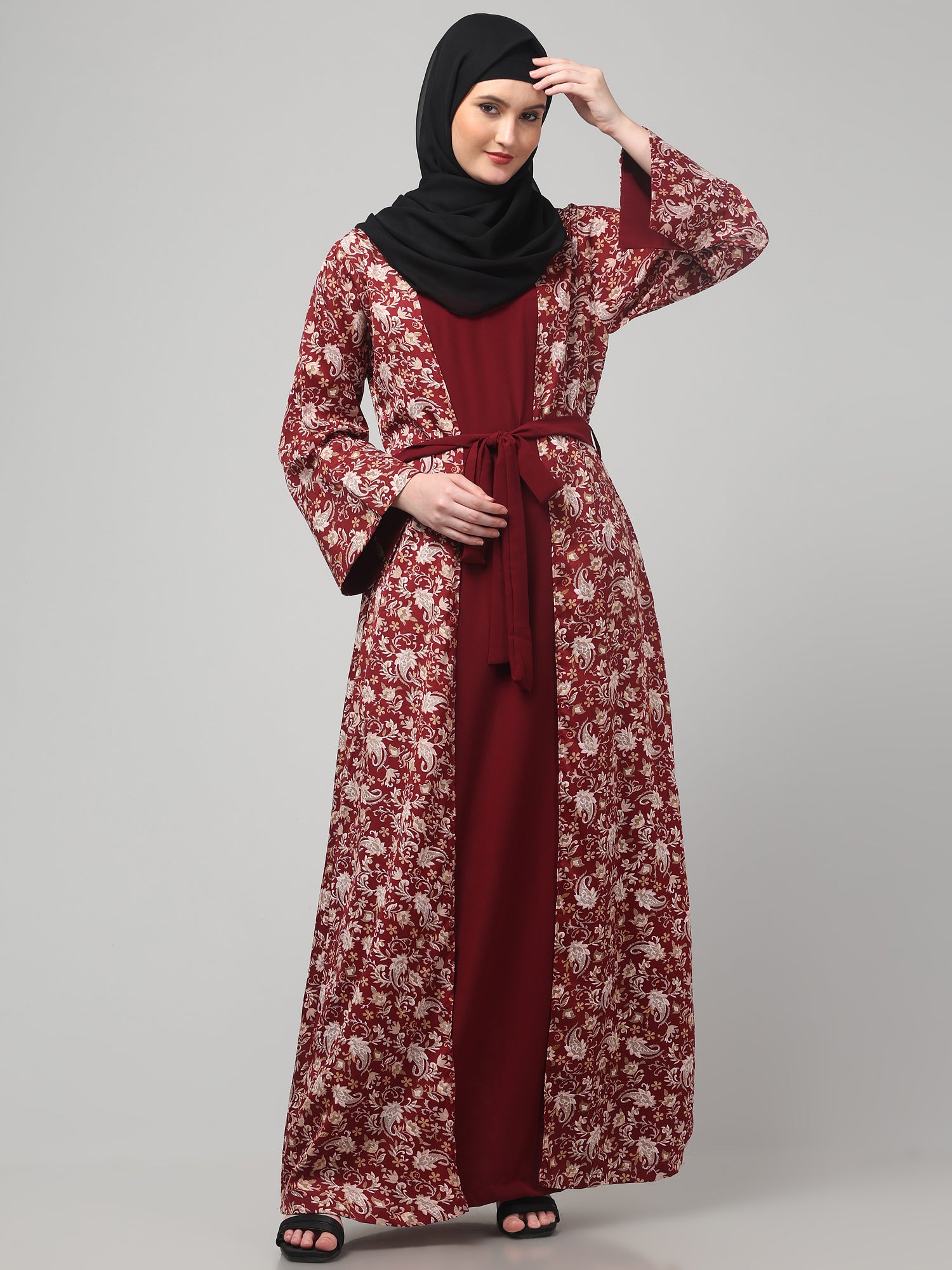 2-Piece Maroon Shrug Set for Women & Girls