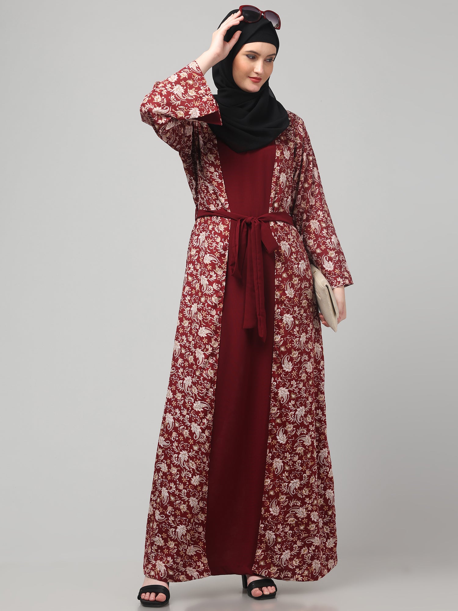 2-Piece Maroon Shrug Set for Women & Girls