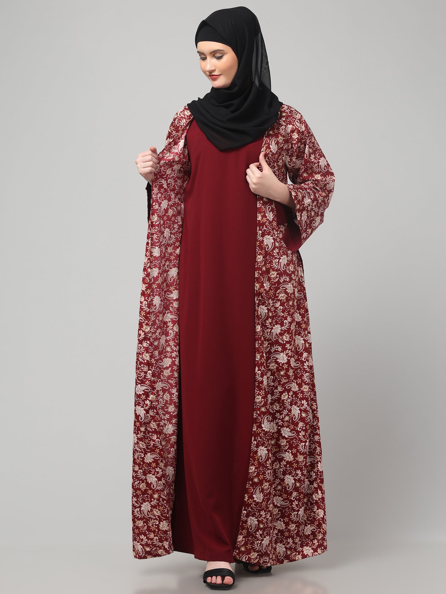 2-Piece Maroon Shrug Set for Women & Girls