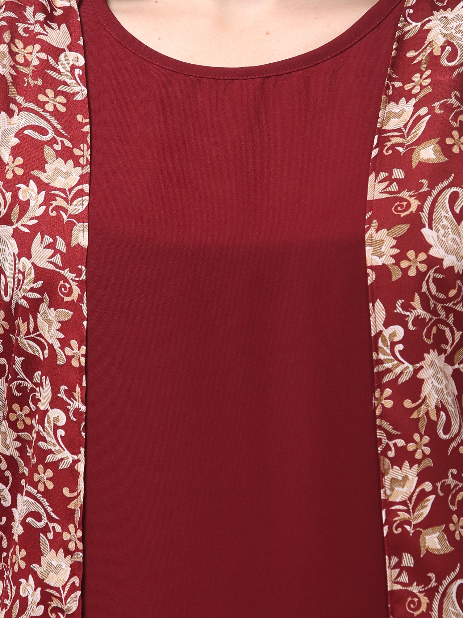 2-Piece Maroon Shrug Set for Women & Girls