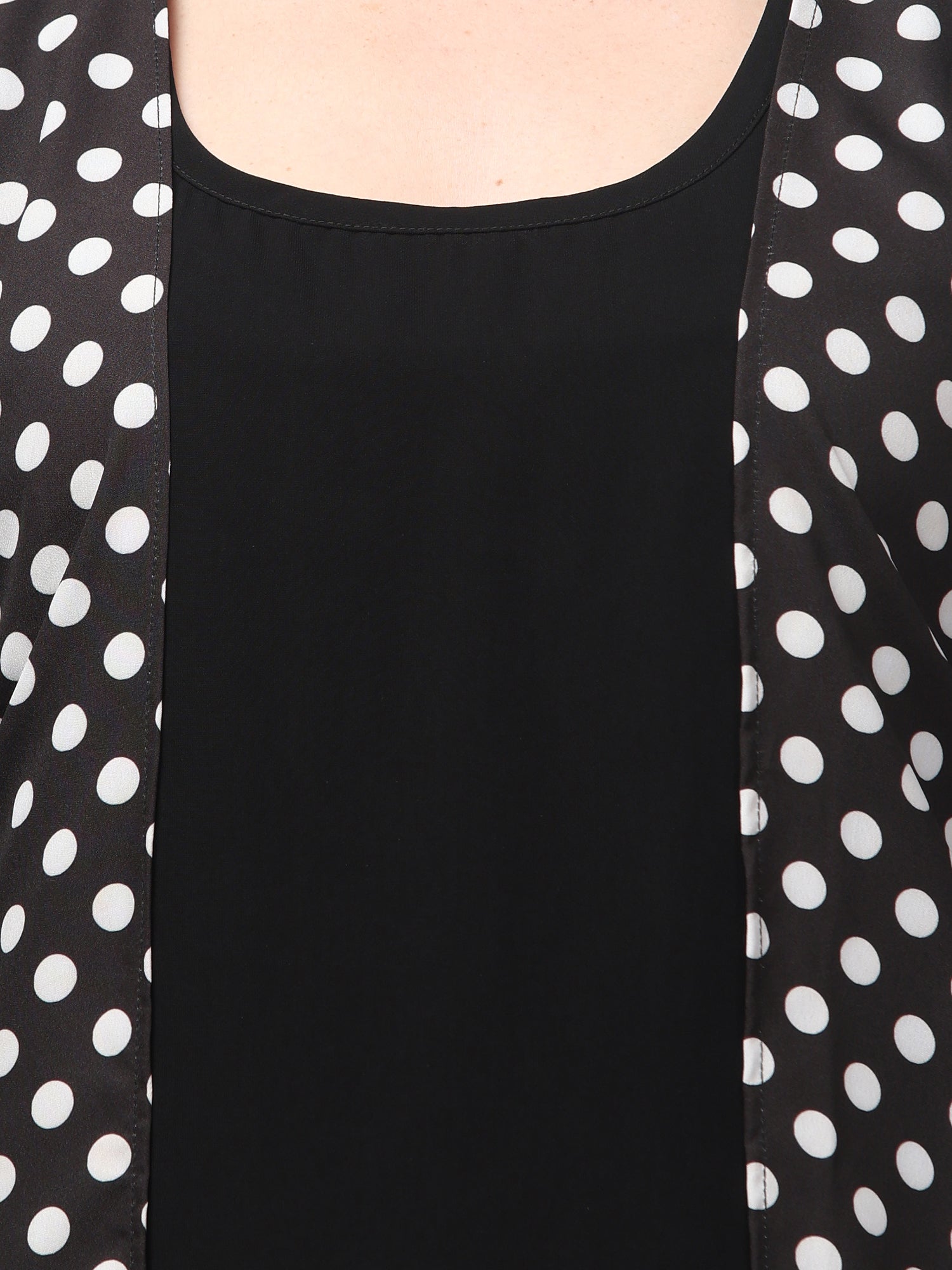 2-Piece Black Polka Printed Shrug Set for Women & Girls