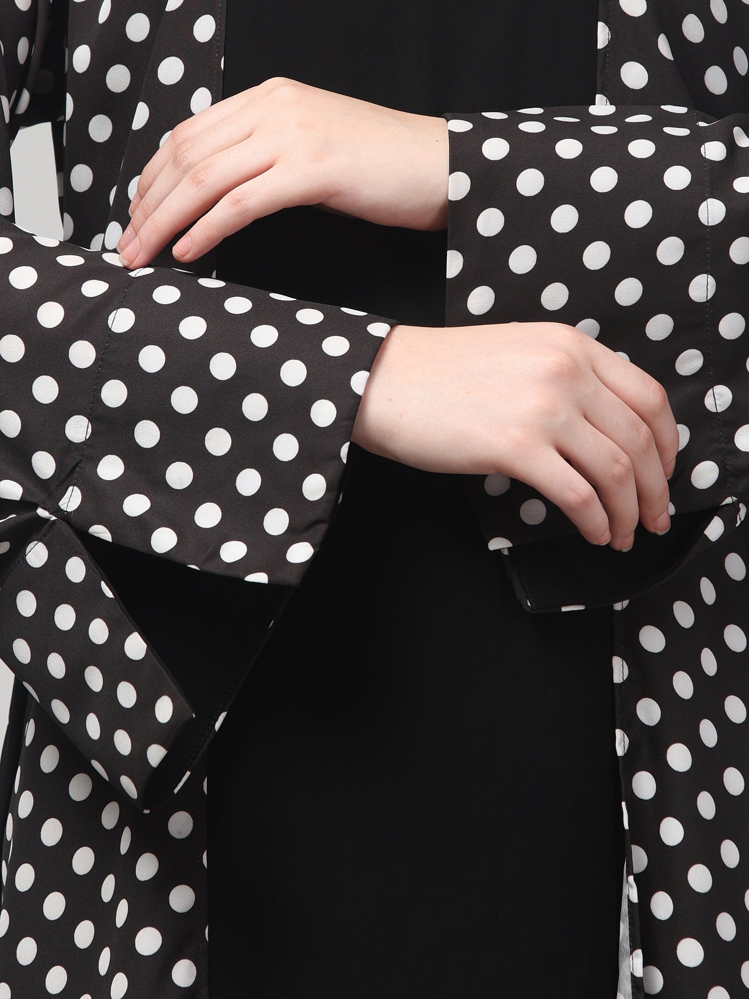 2-Piece Black Polka Printed Shrug Set for Women & Girls