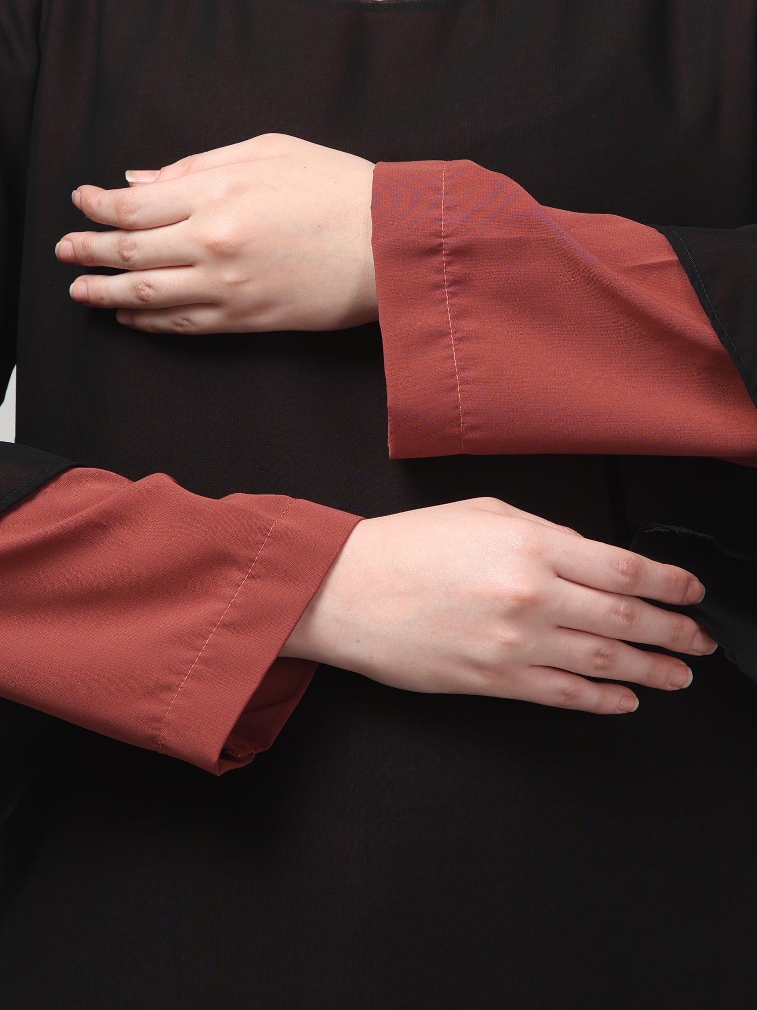 Black & Maroon Modest Attached Shrug for Women & Girls