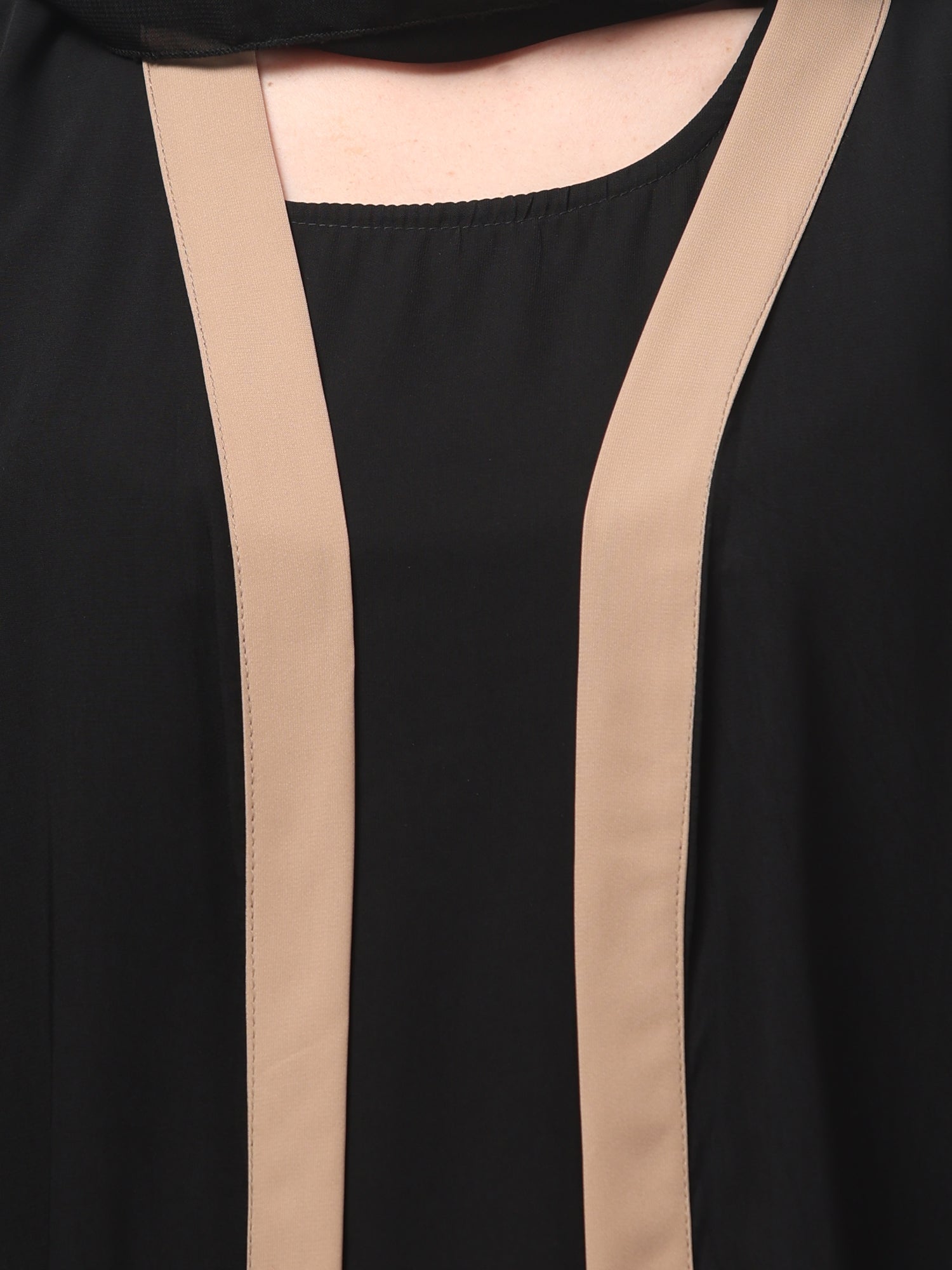 2-Piece Embroidered Black Piping Shrug Set for Women & Girls