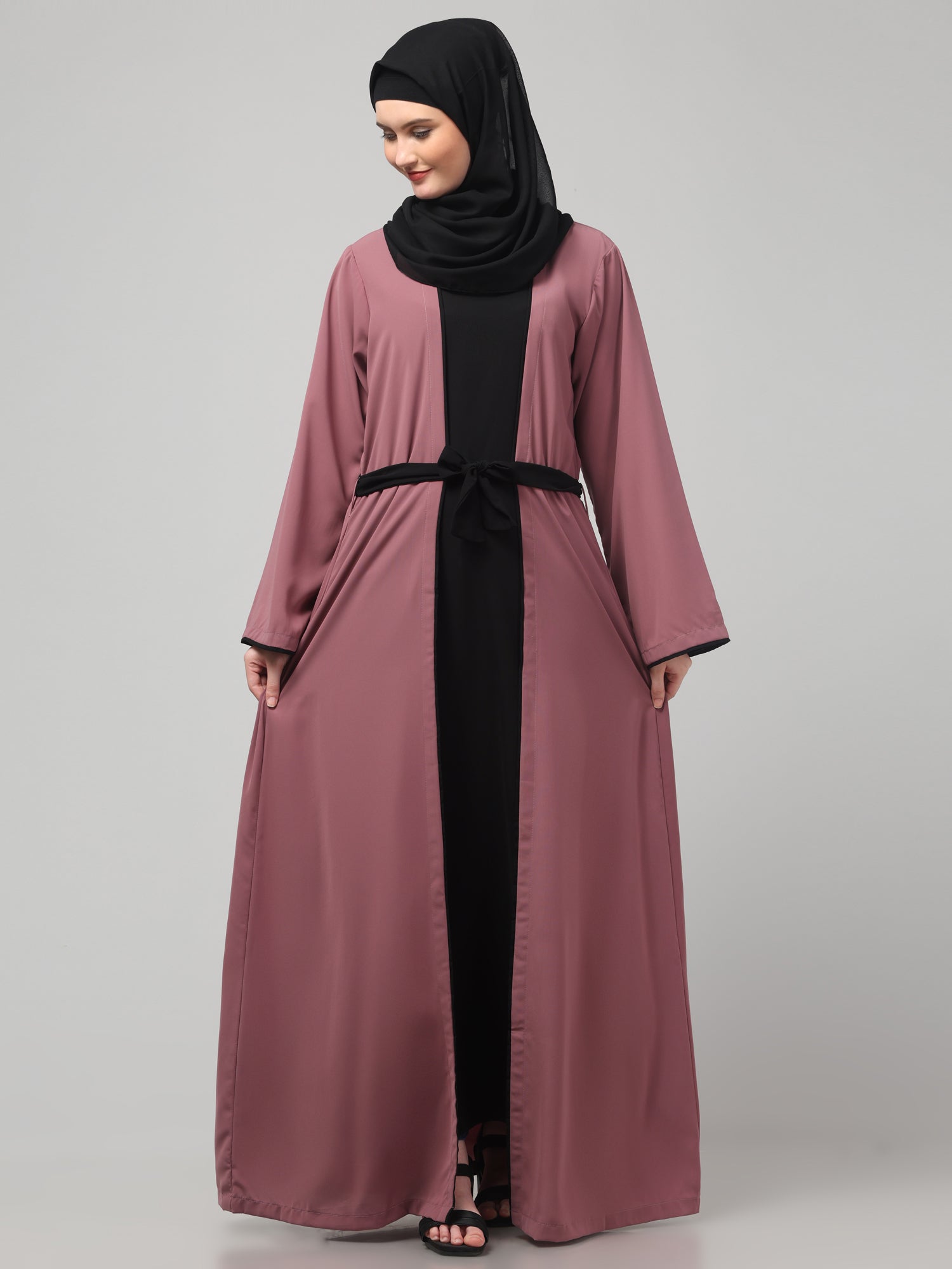 2-Piece Pink and Black Shrug Set for Women & Girls