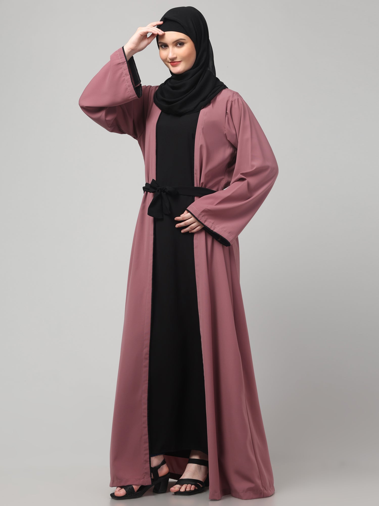 2-Piece Pink and Black Shrug Set for Women & Girls