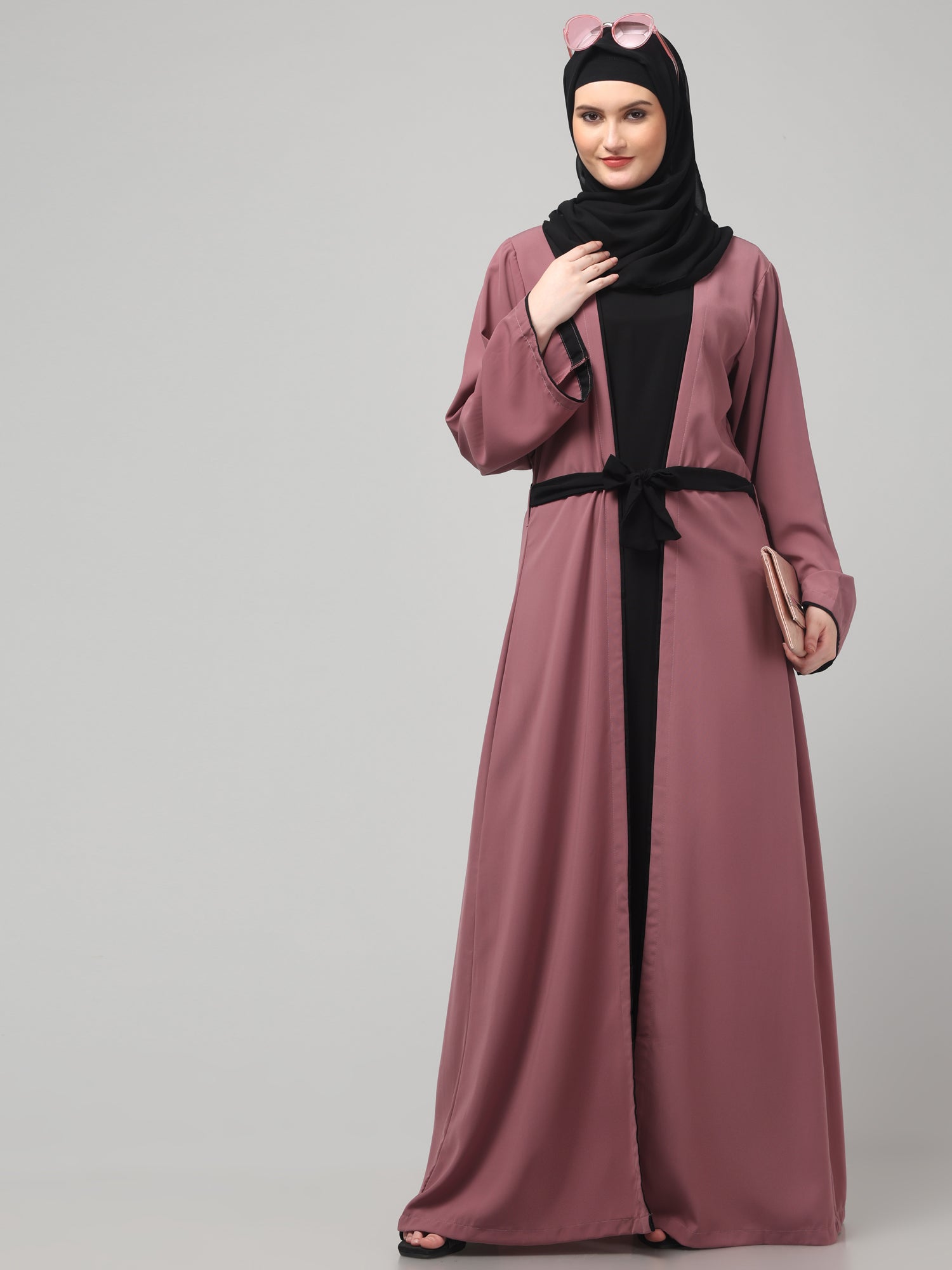 2-Piece Pink and Black Shrug Set for Women & Girls