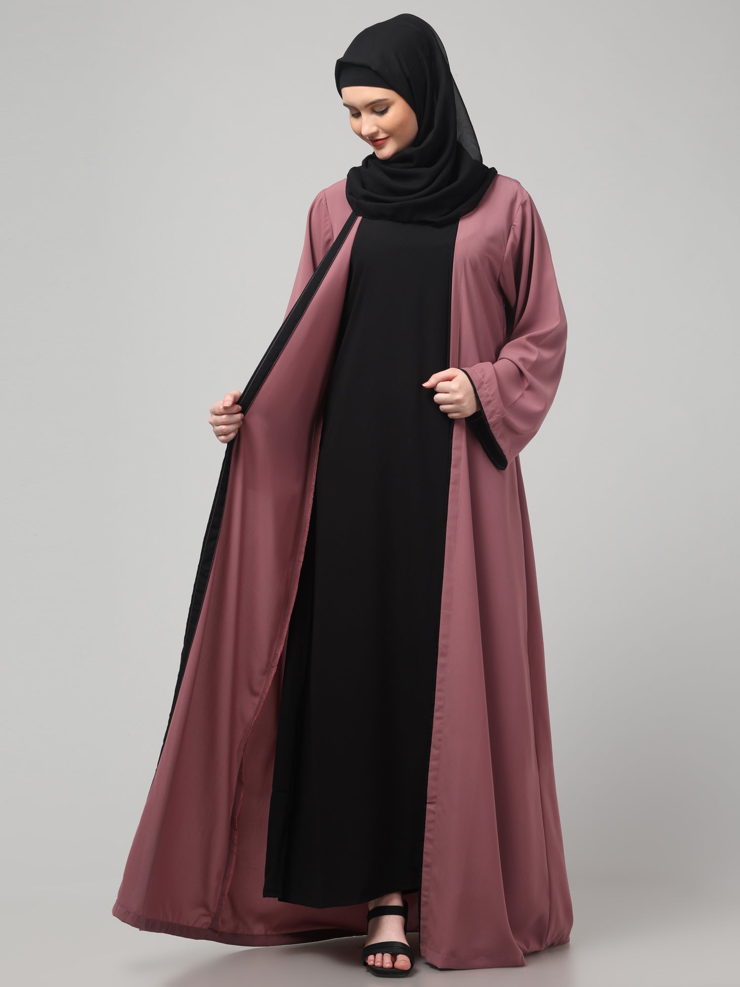 2-Piece Pink and Black Shrug Set for Women & Girls