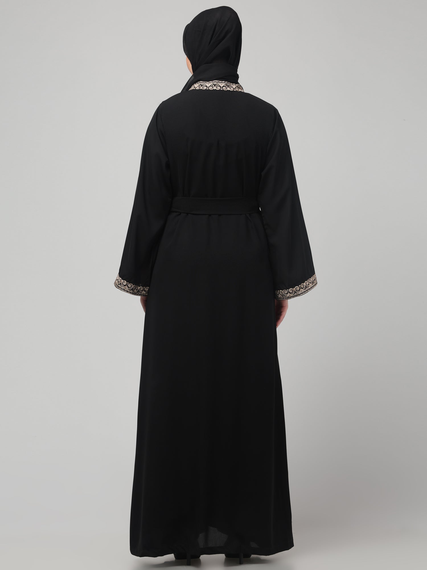 2-Piece Embroidery Detailing Black Shrug Set for Women & Girls