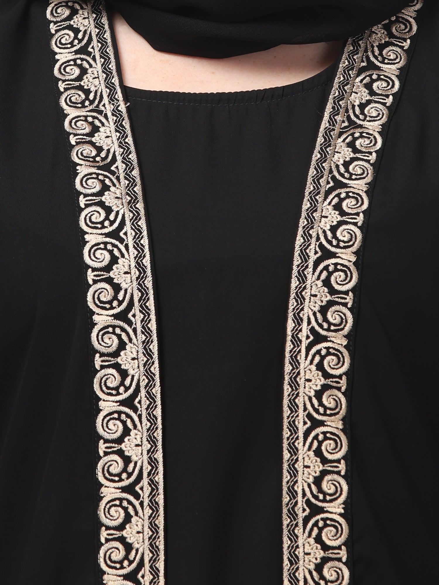 2-Piece Embroidery Detailing Black Shrug Set for Women & Girls