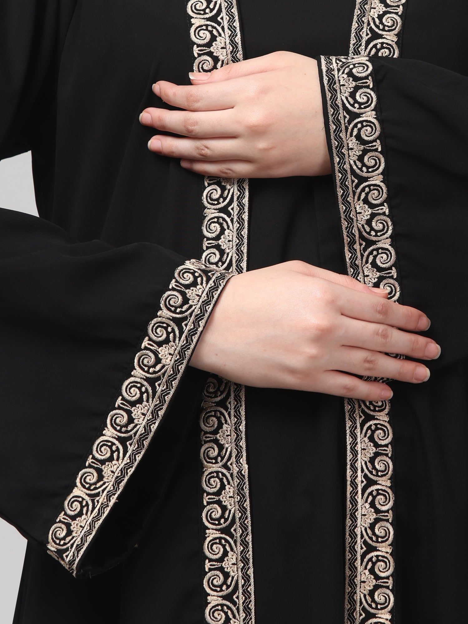 2-Piece Embroidery Detailing Black Shrug Set for Women & Girls