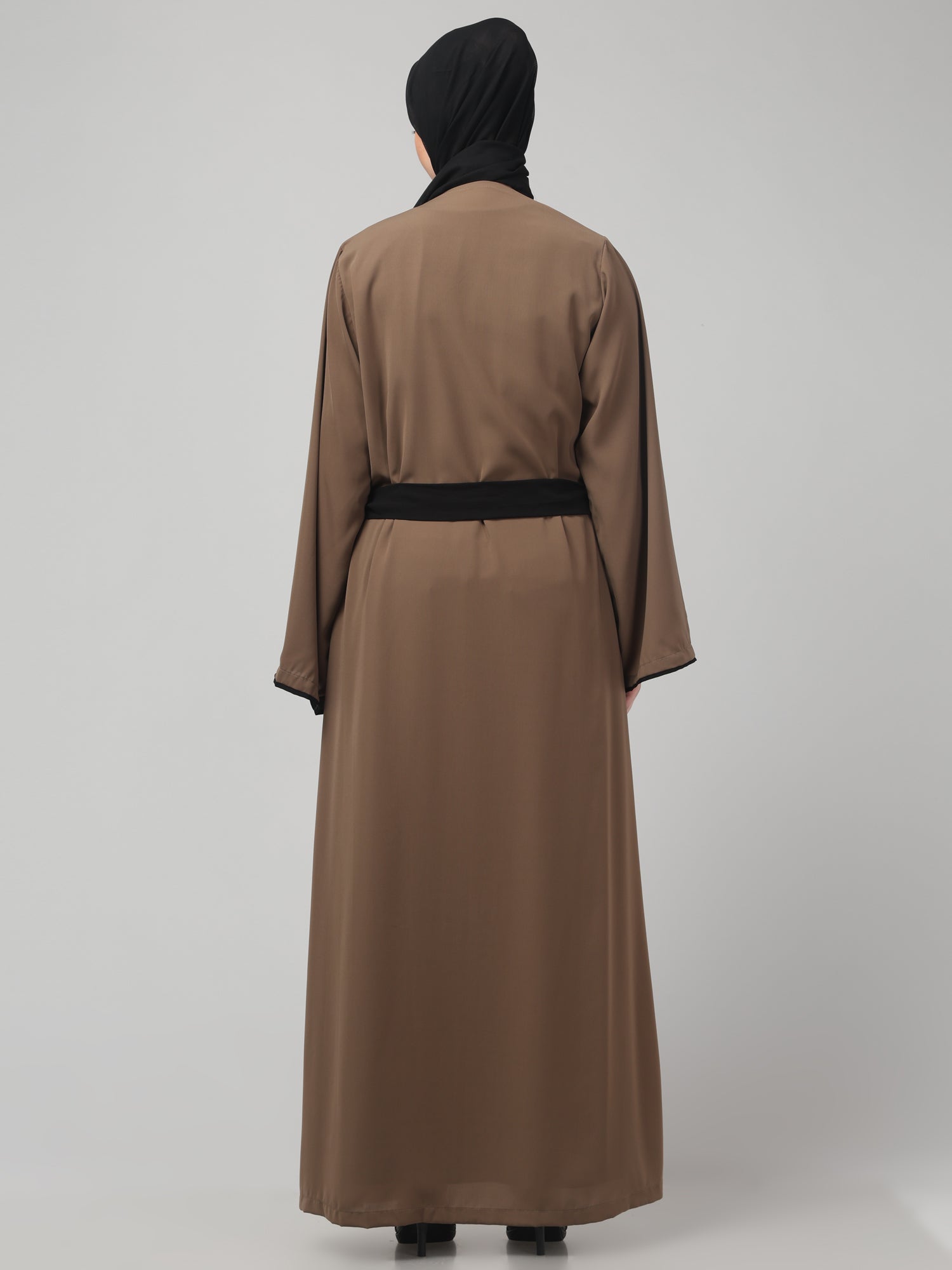 2-Piece Solid Oat and Black Shrug Set for Women & Girls