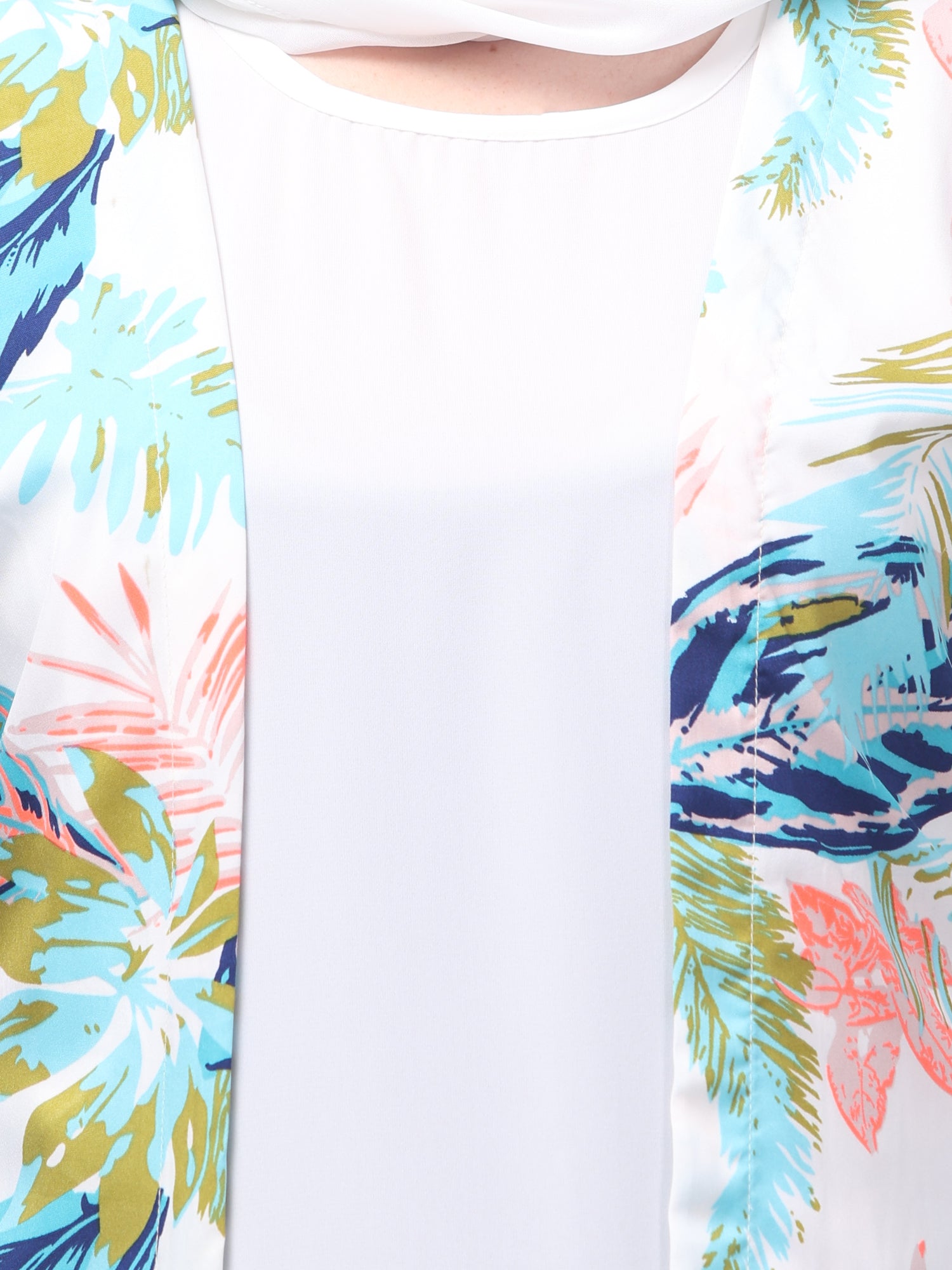 2-Piece White Printed Shrug Set for Women & Girls