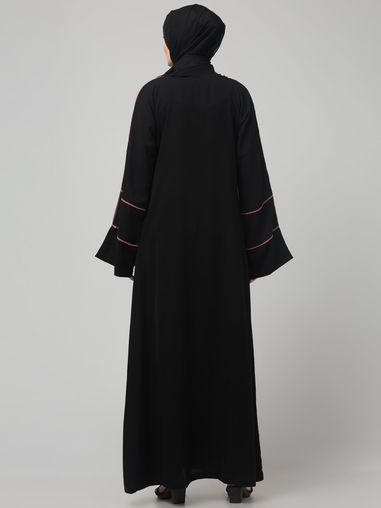 Elegant A-Line Abaya with Contrast Piping