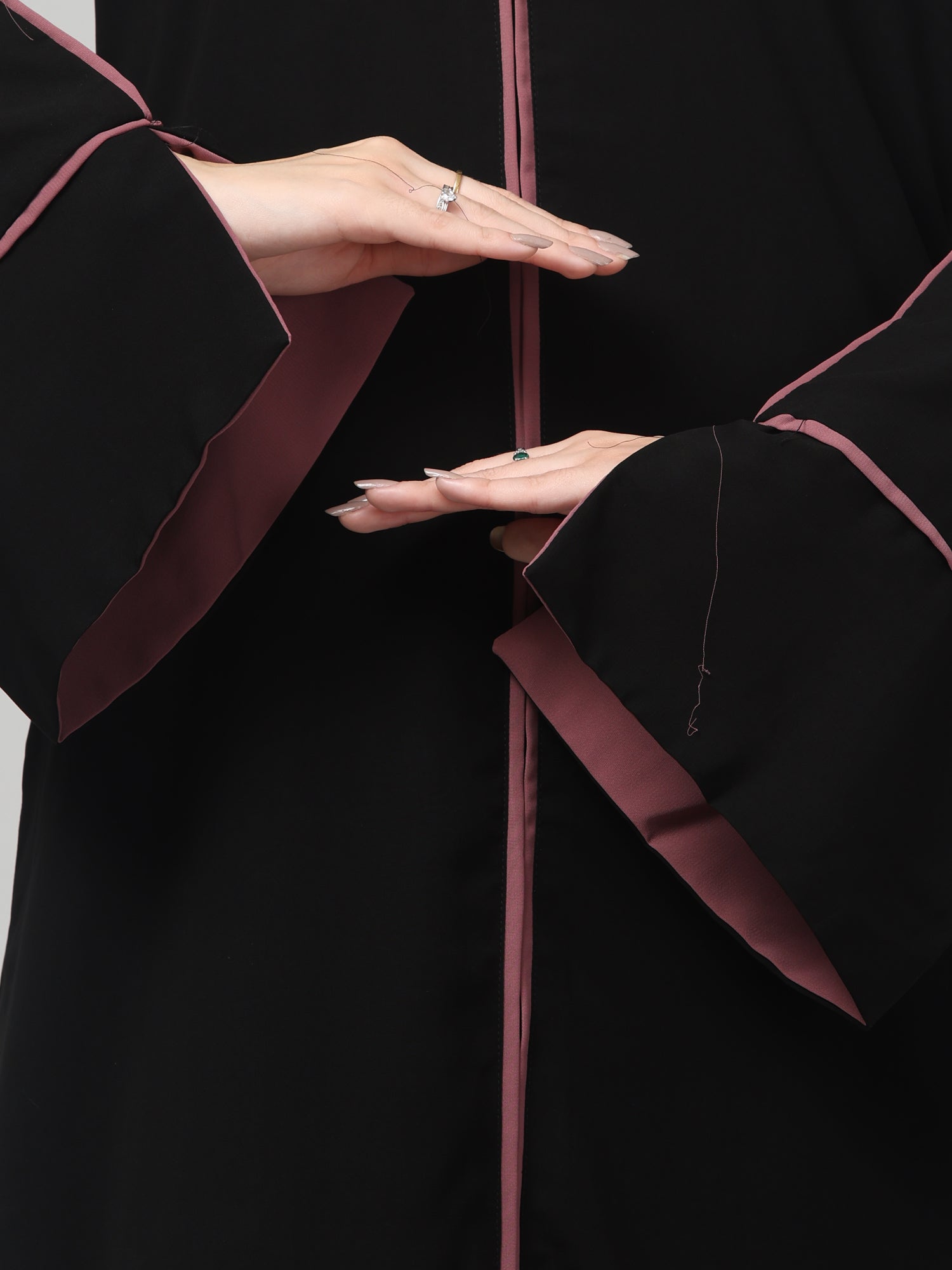 Elegant A-Line Abaya with Contrast Piping