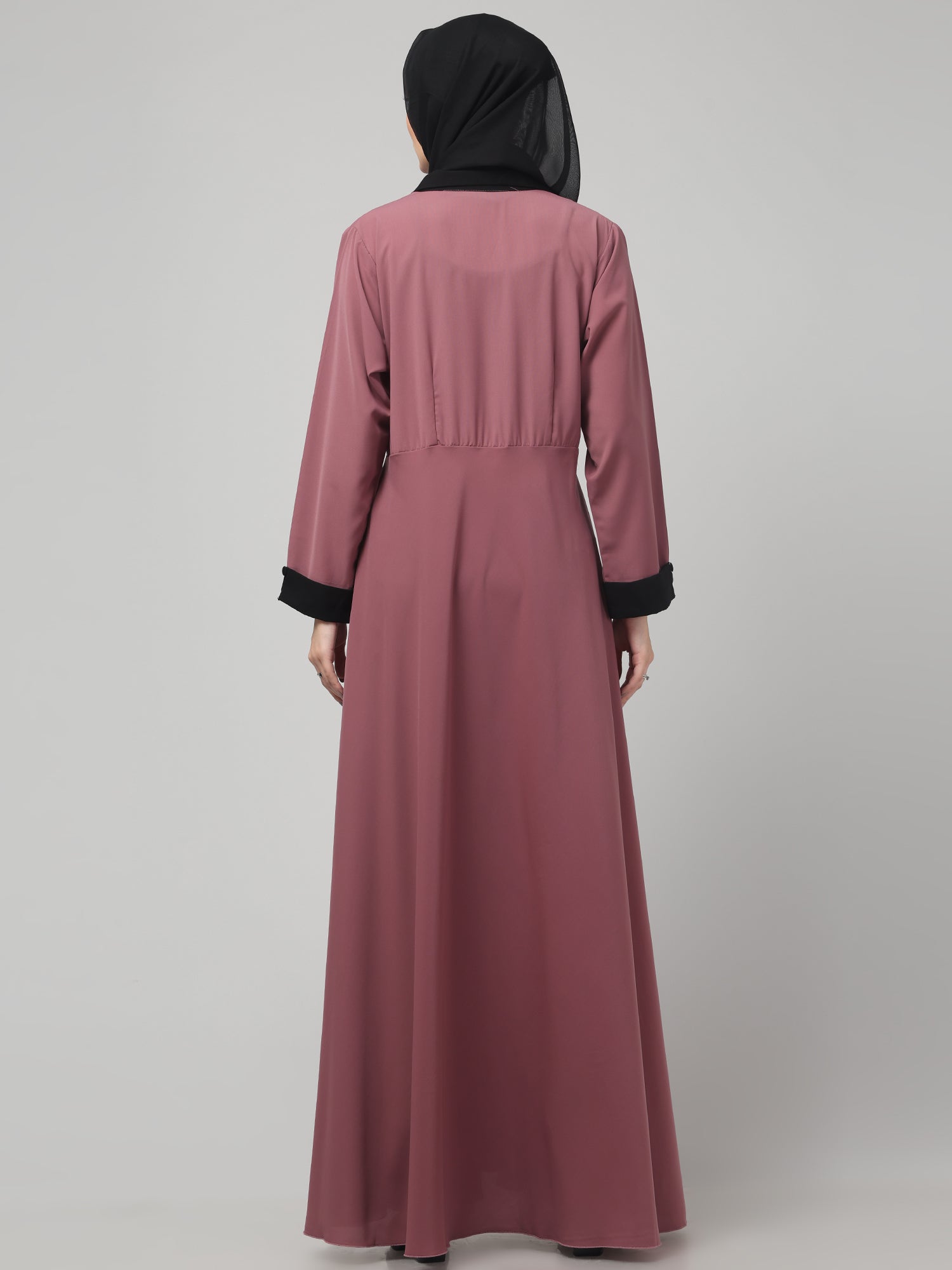 Pink Nida Matte Modest Coat Abaya Dress for Women