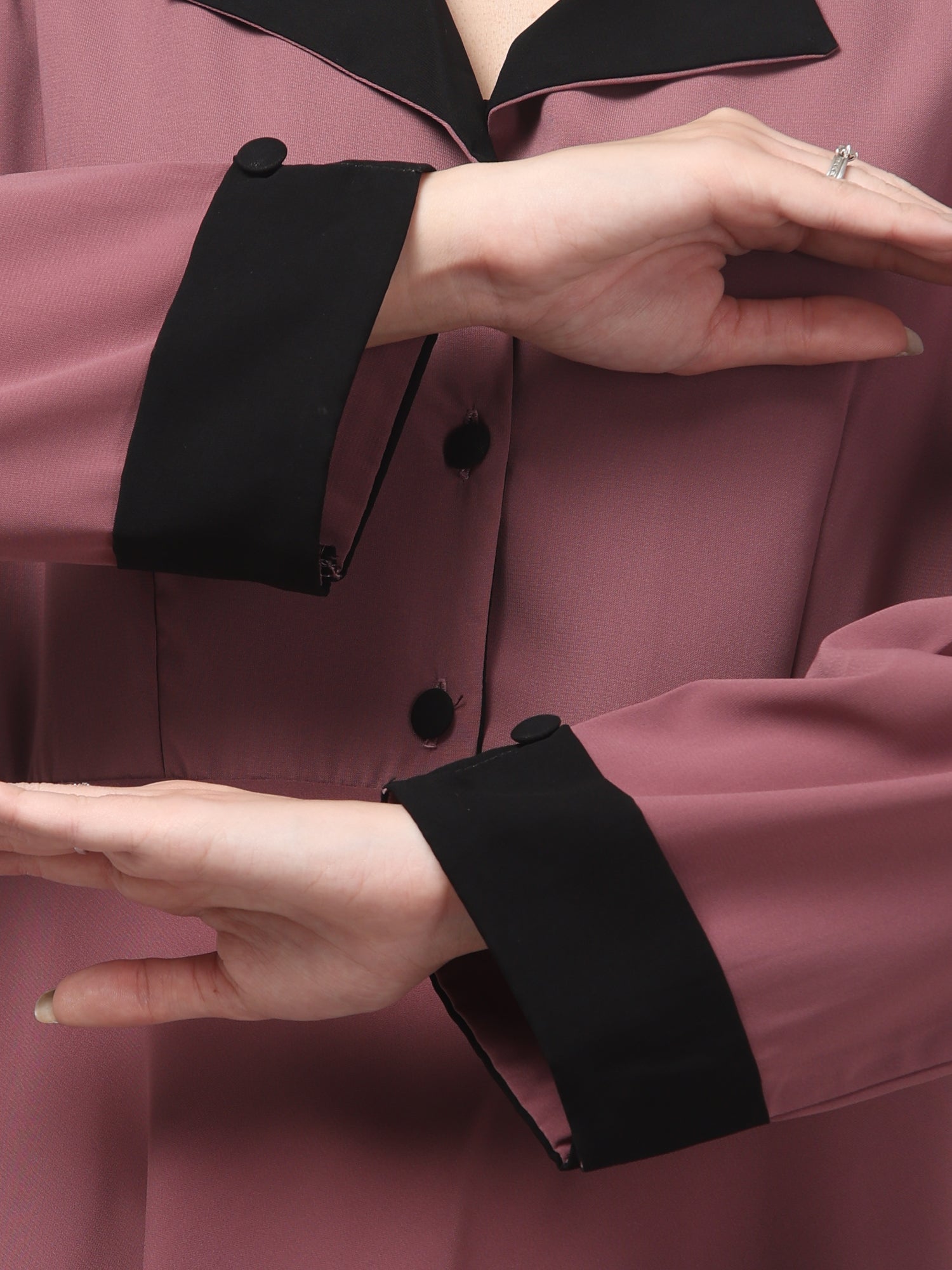 Pink Nida Matte Modest Coat Abaya Dress for Women